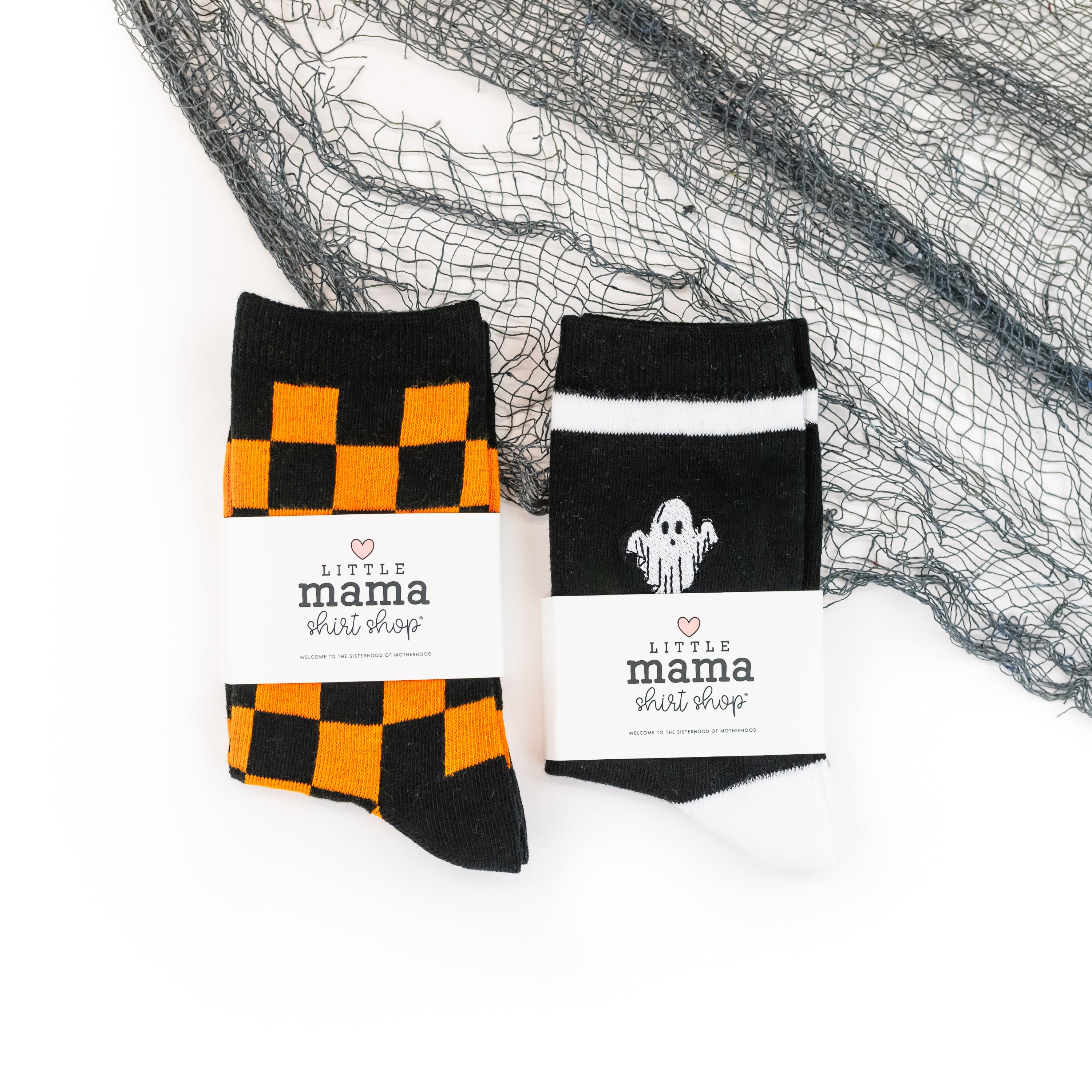 LMSS® CREW SOCKS - Friendly Ghost - Child Size Little Mama Shirt Shop