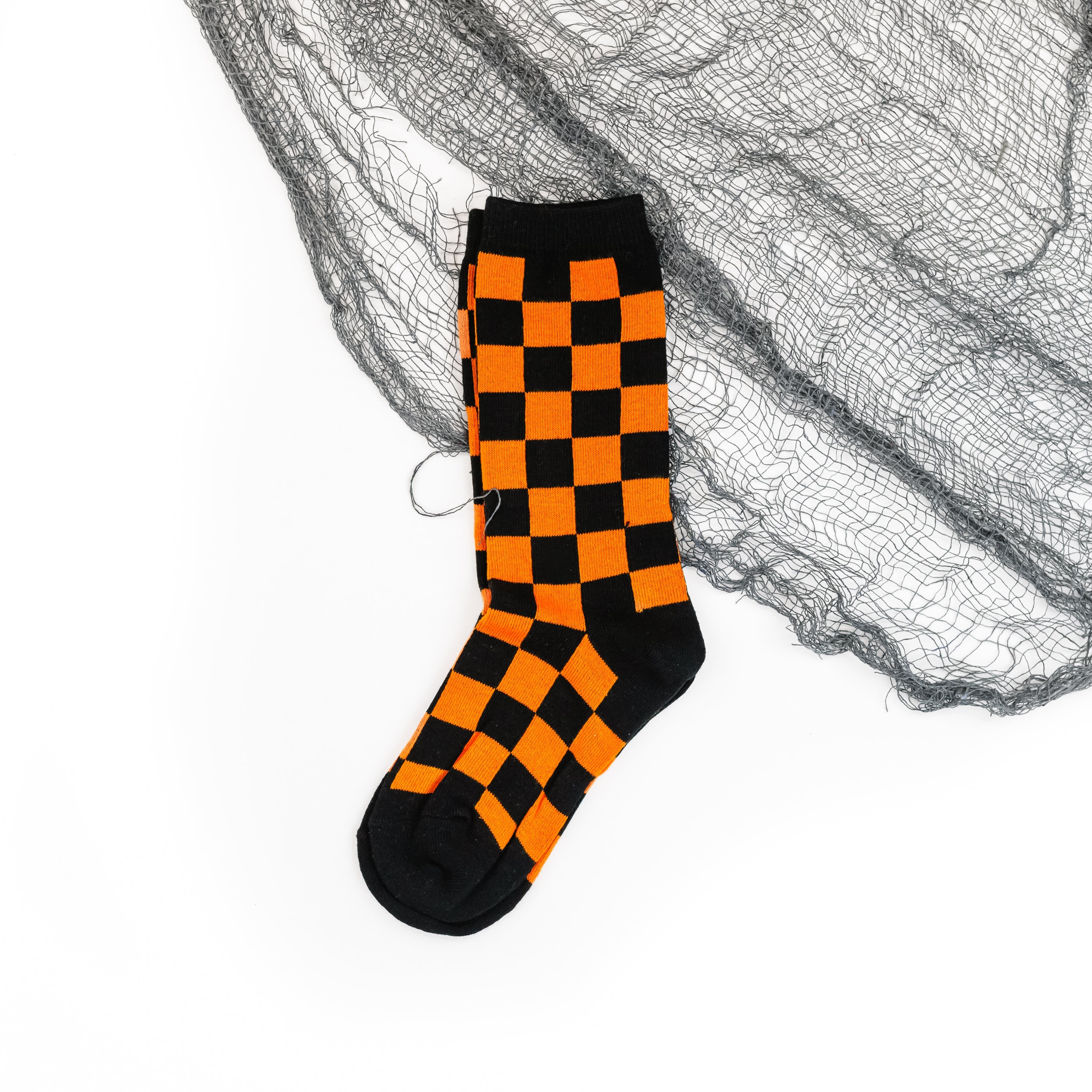LMSS® CREW SOCKS - Halloween Checks - Adult Size Little Mama Shirt Shop