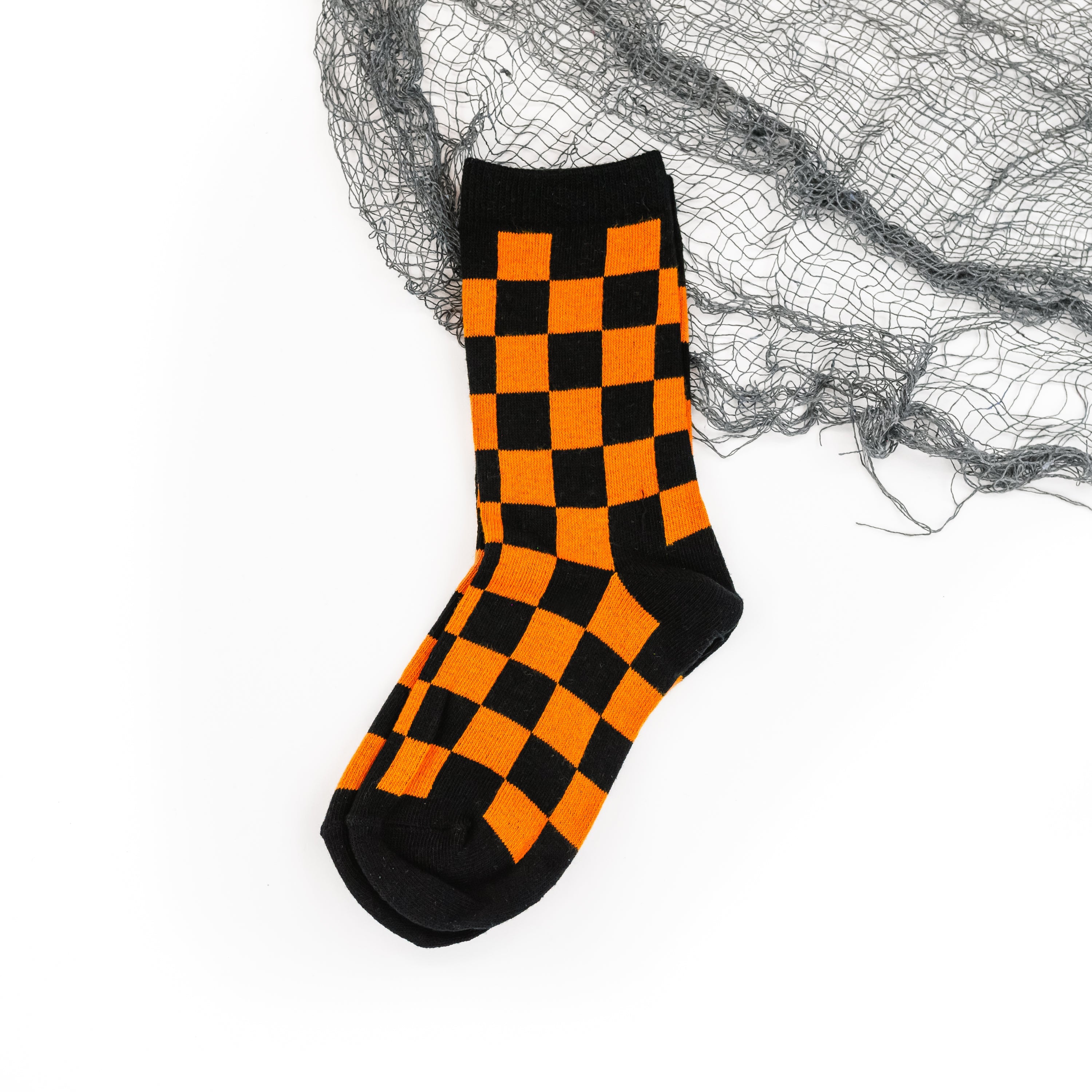 LMSS® CREW SOCKS - Halloween Checks - Child Size Little Mama Shirt Shop