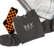 Dancing Skellies - Embroidered Pigment Crewneck