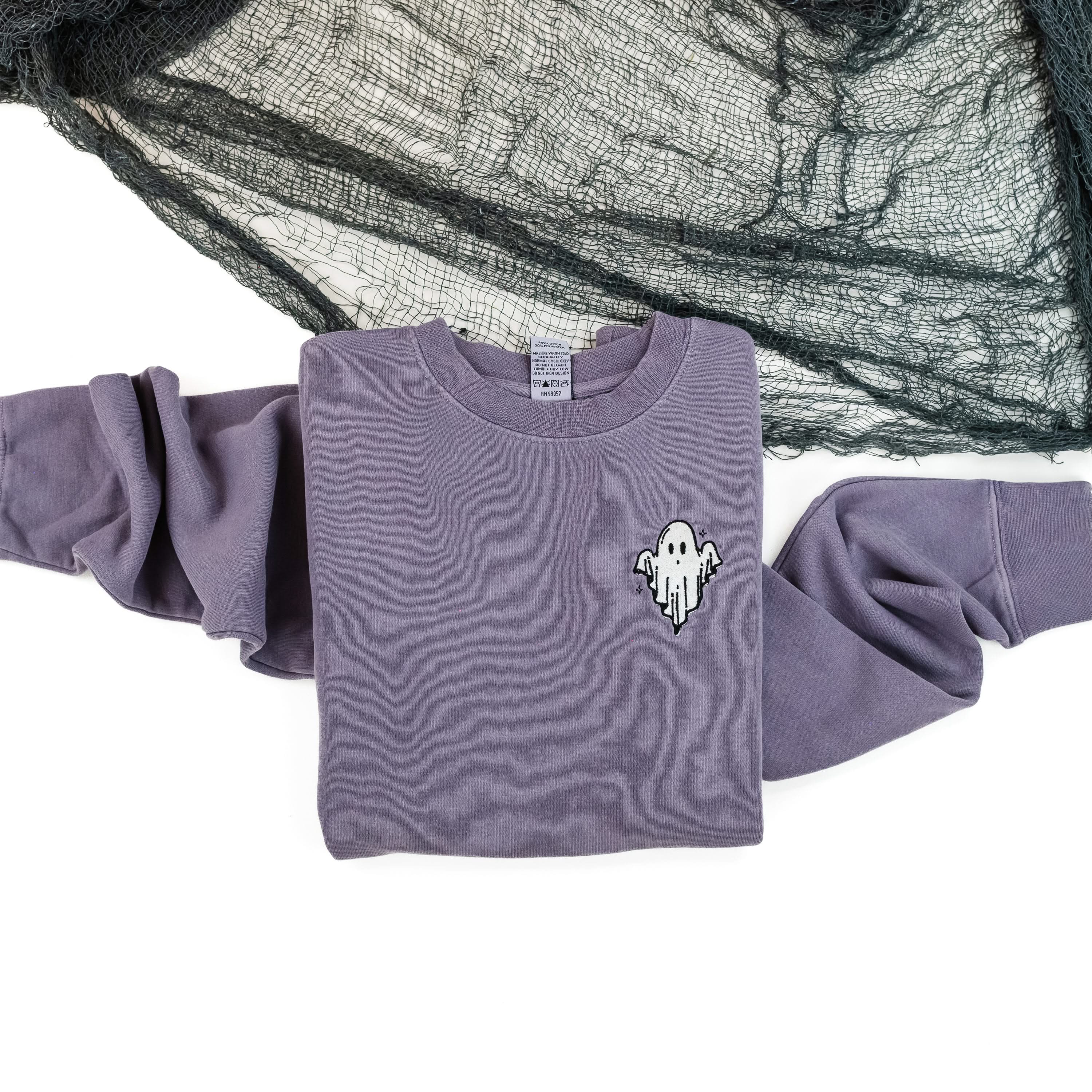 Friendly Ghost - Embroidered Pigment Crewneck