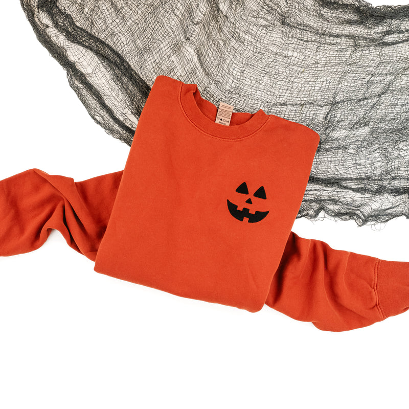 Rust Pigment Sweatshirt - Embroidered Jack-o-Lantern (Black Thread)