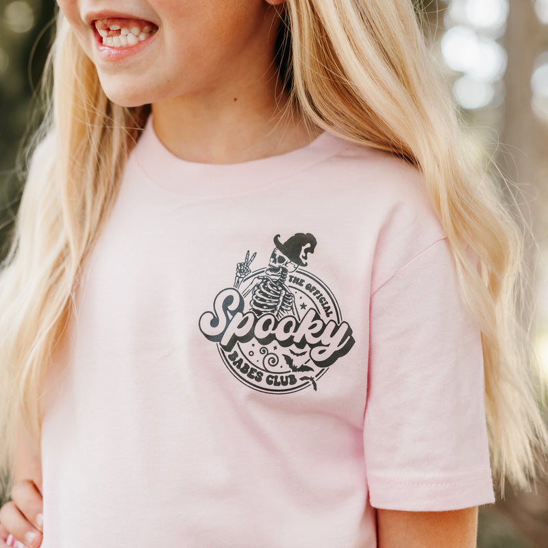 The Official Spooky Babes Club - Pocket Design on Front w/ Full Design on Back - Short Sleeve Child Shirt