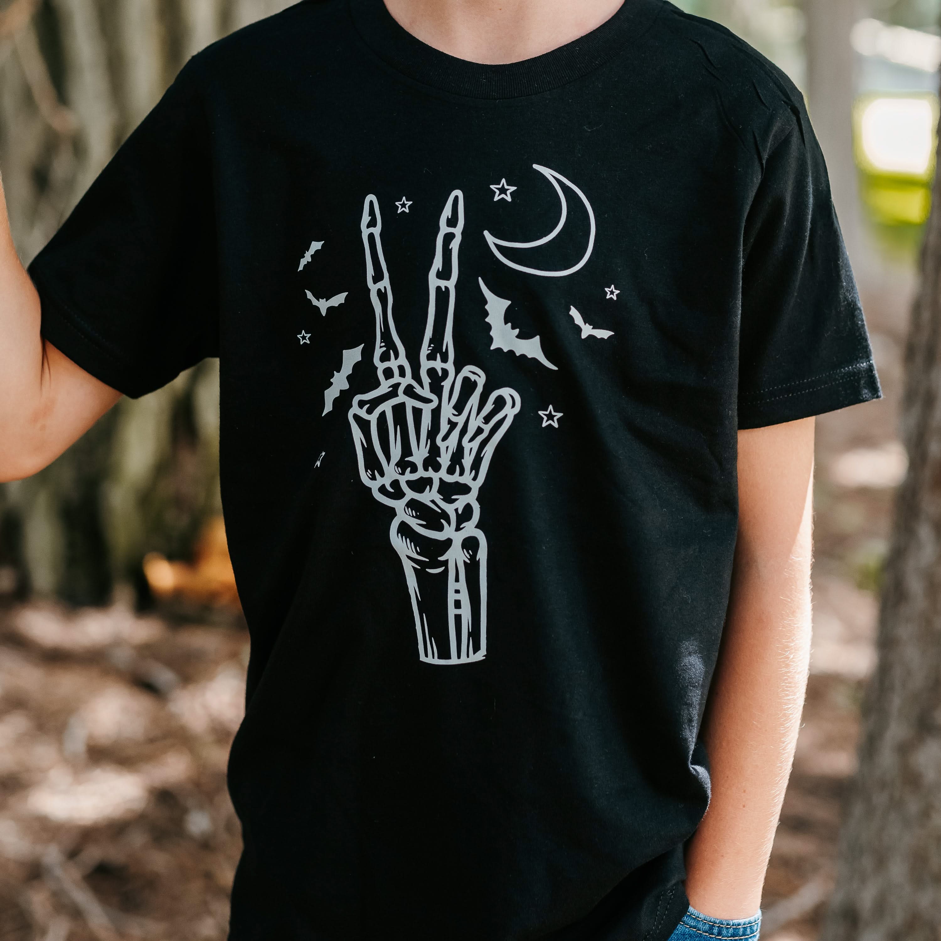 Peace - Skeleton - Short Sleeve Child Shirt Little Mama Shirt Shop