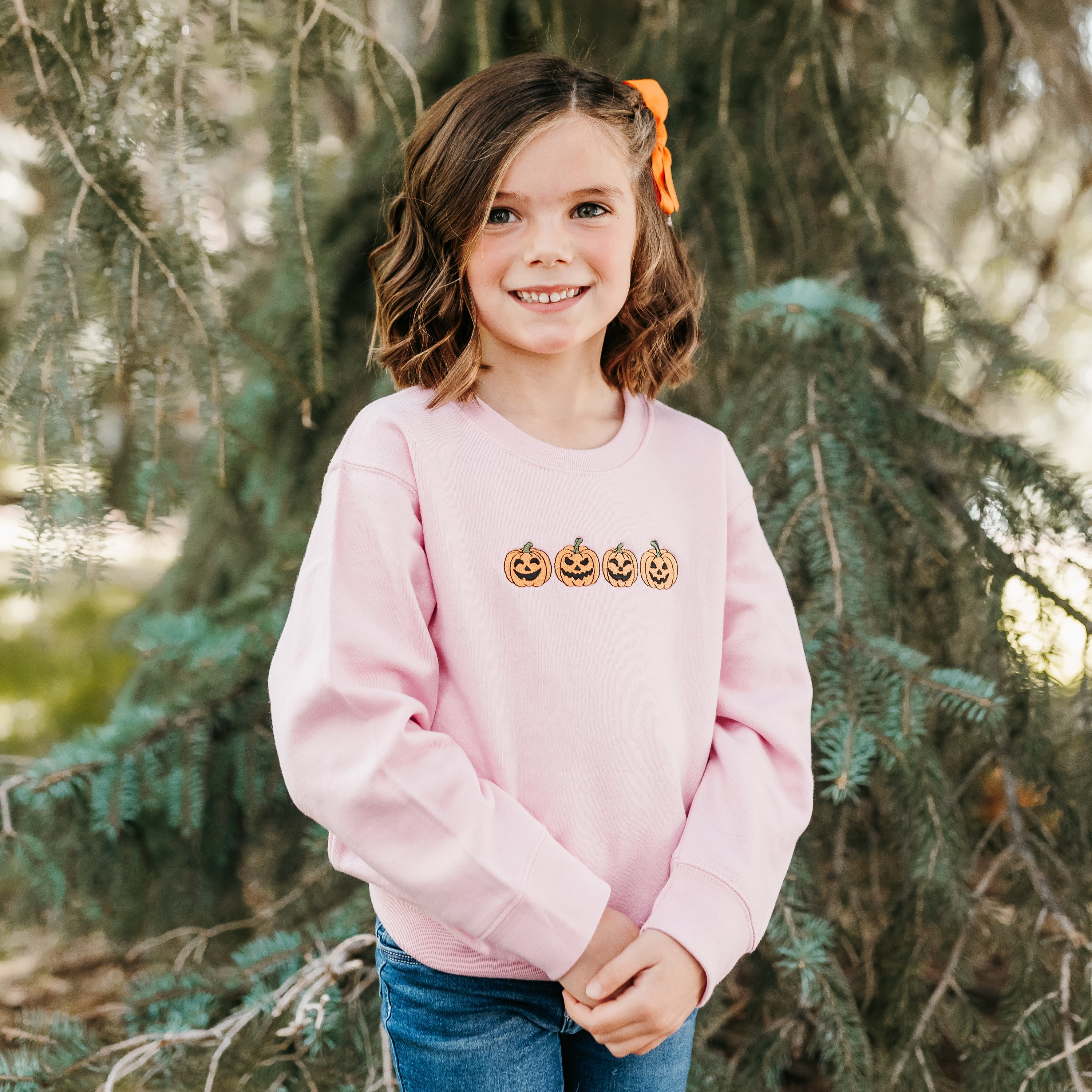Embroidered Child Sweater - Jack-o-Lanterns in a Row Little Mama Shirt Shop