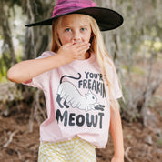 You're Freakin' Meowt! (with lower back detail) - Short Sleeve Child Shirt Little Mama Shirt Shop