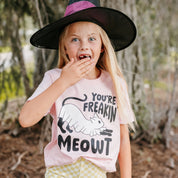 You're Freakin' Meowt! (with lower back detail) - Short Sleeve Child Shirt Little Mama Shirt Shop