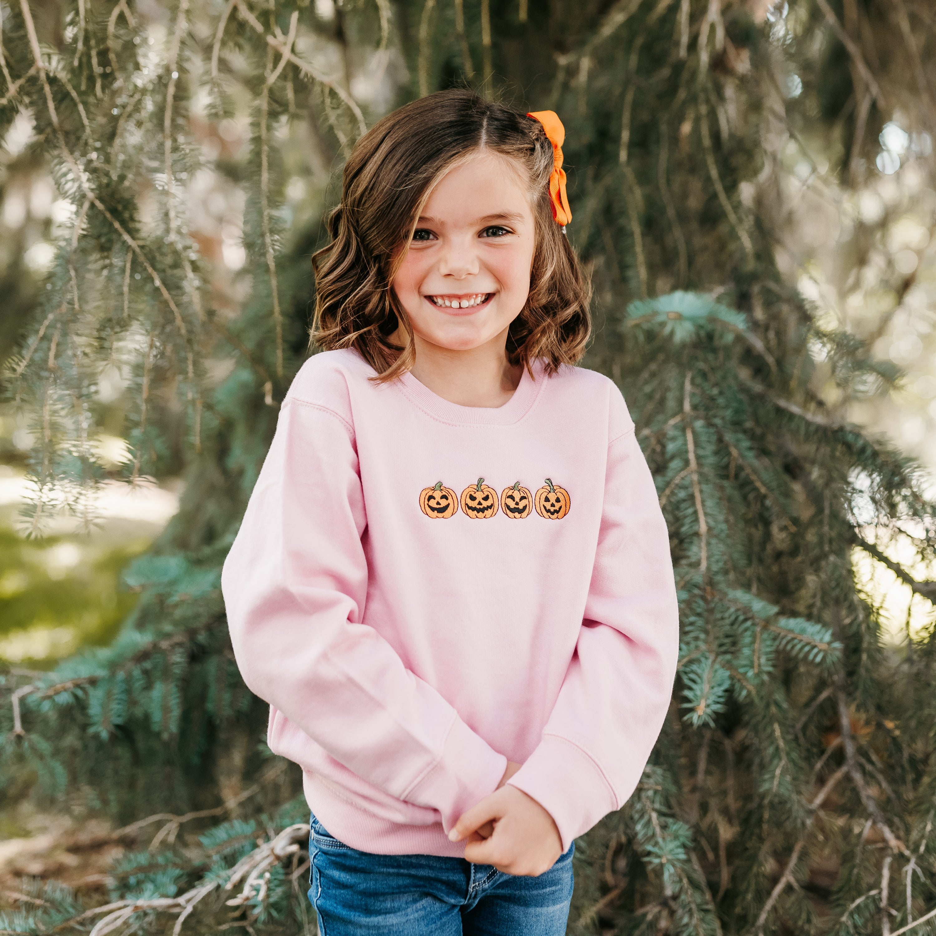 Embroidered Child Sweater - Jack-o-Lanterns in a Row Little Mama Shirt Shop
