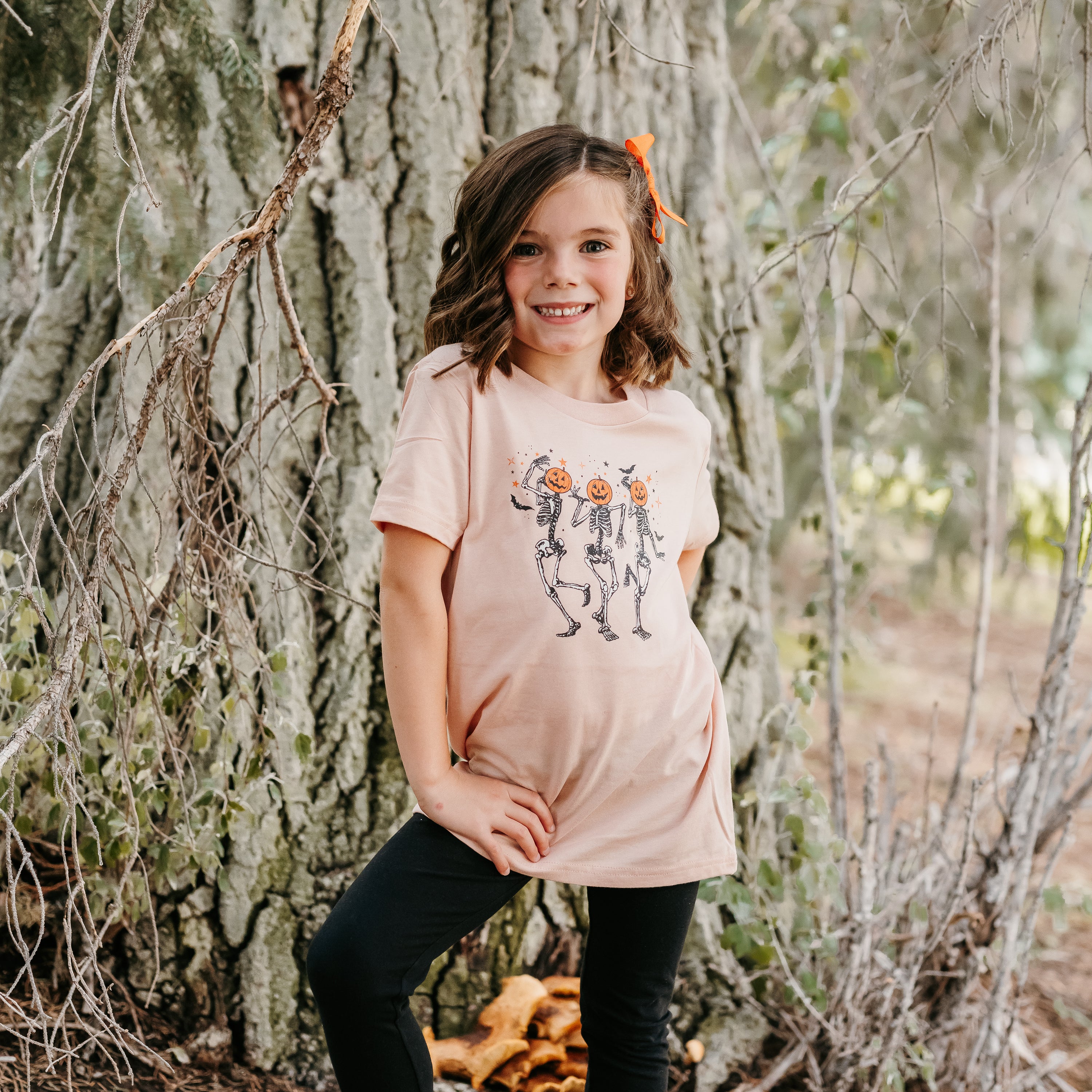 Pumpkin Head Dancing Skellies - Child Tee Little Mama Shirt Shop