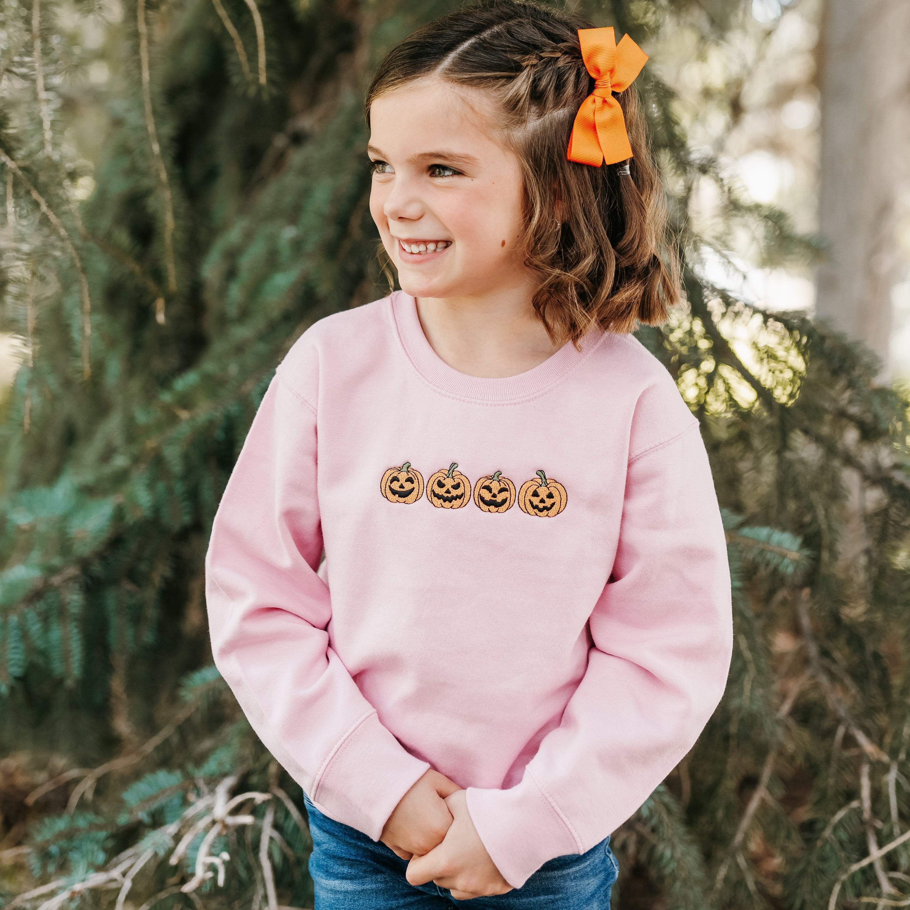 Embroidered Child Sweater - Jack-o-Lanterns in a Row Little Mama Shirt Shop