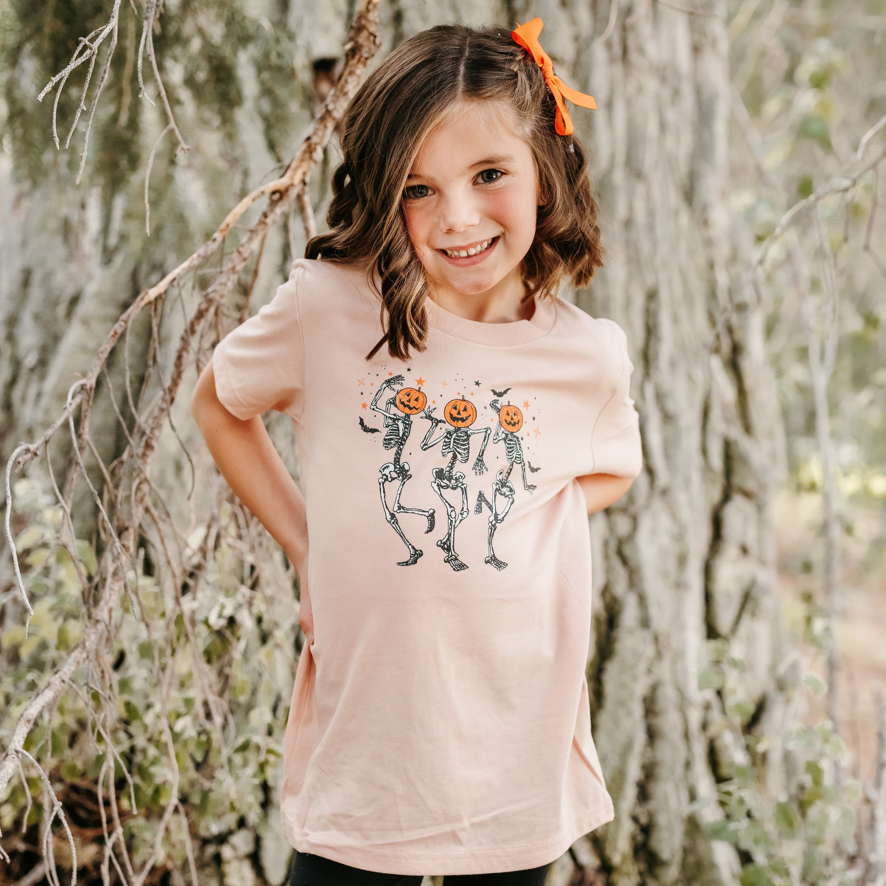 Pumpkin Head Dancing Skellies - Child Tee Little Mama Shirt Shop