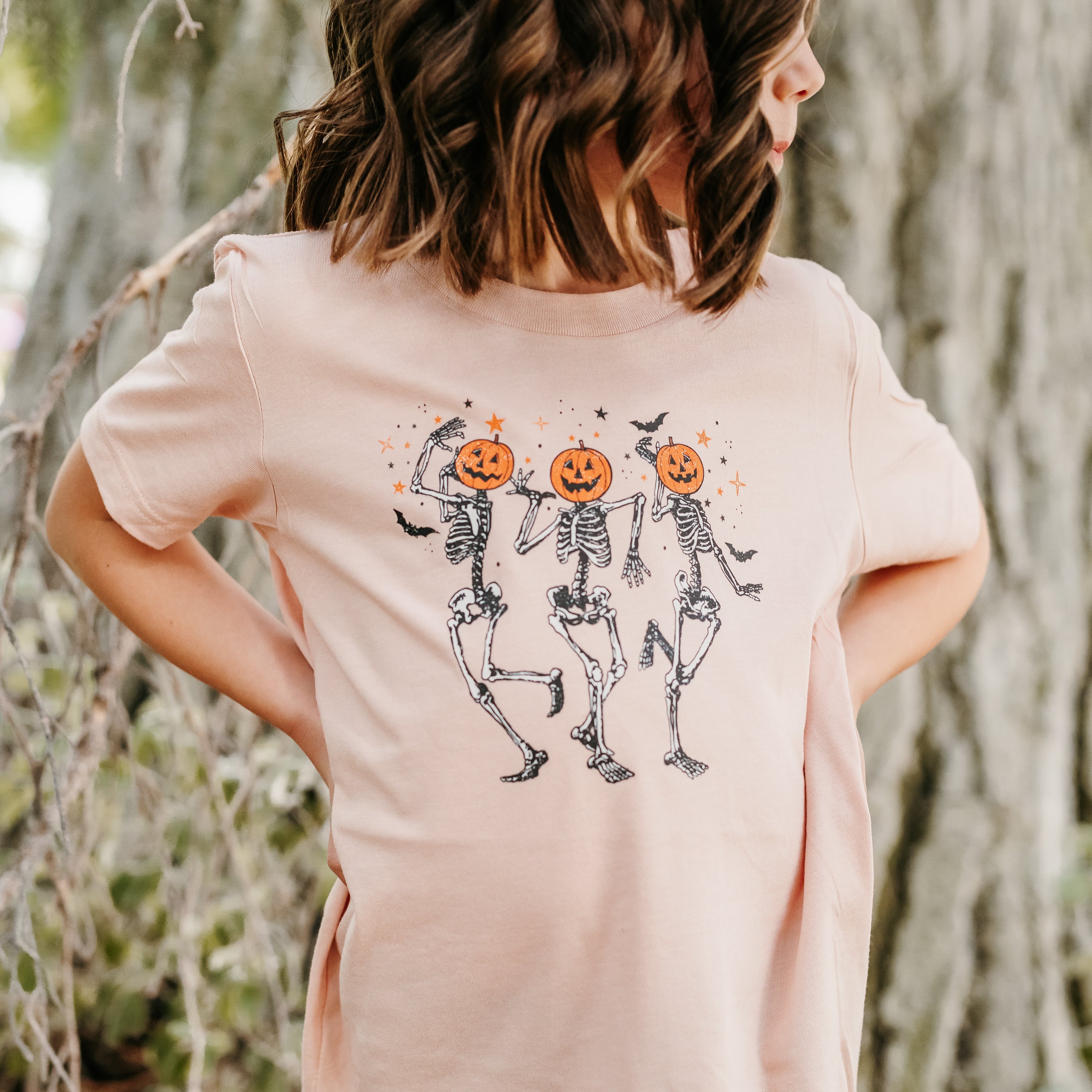 Pumpkin Head Dancing Skellies - Child Tee Little Mama Shirt Shop
