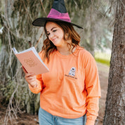Embroidered Long Sleeve Comfort Colors Tee - Spooky Booook Club Little Mama Shirt Shop