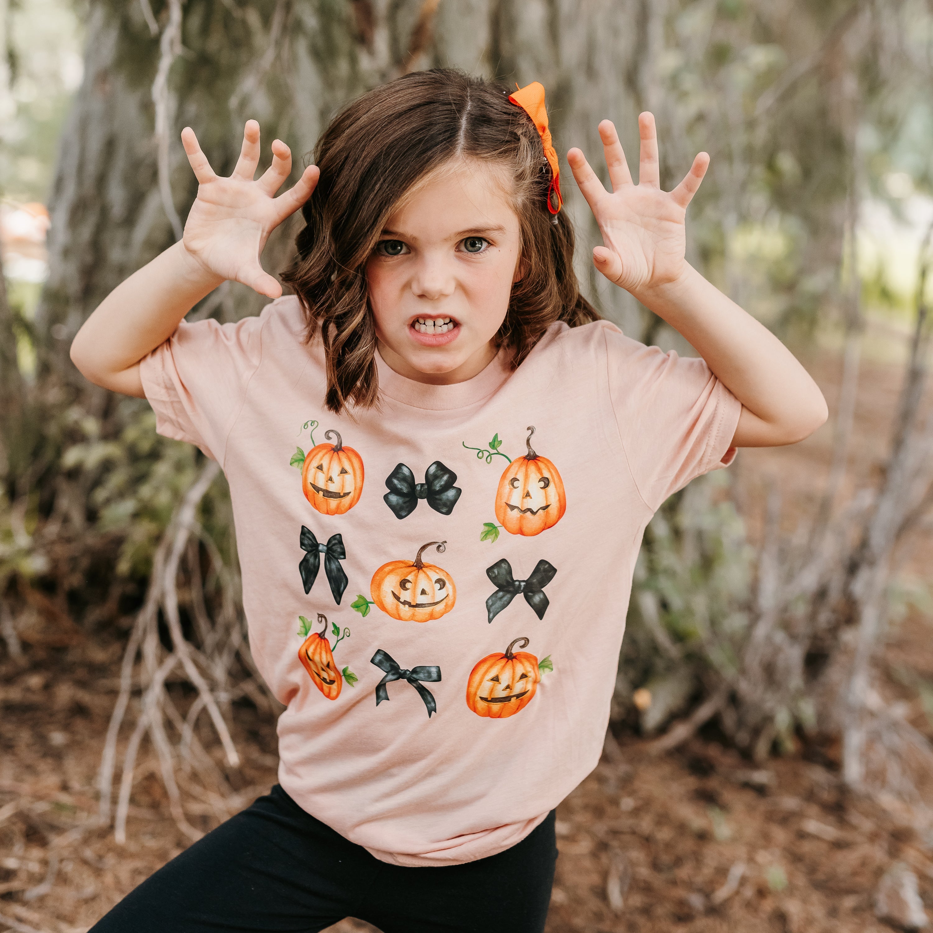 Pumpkins-n-Bows - Short Sleeve Child Shirt Little Mama Shirt Shop