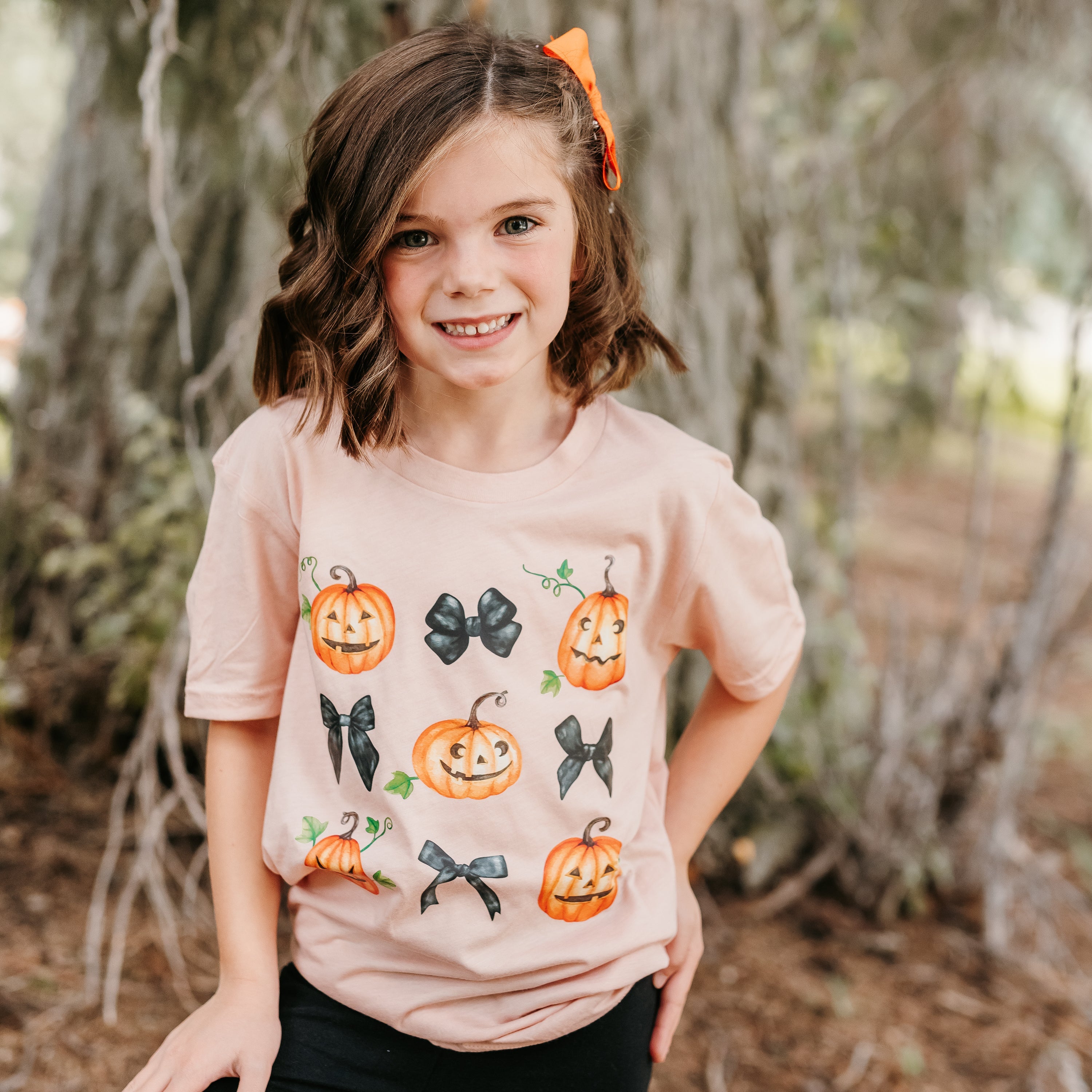 Pumpkins-n-Bows - Short Sleeve Child Shirt Little Mama Shirt Shop