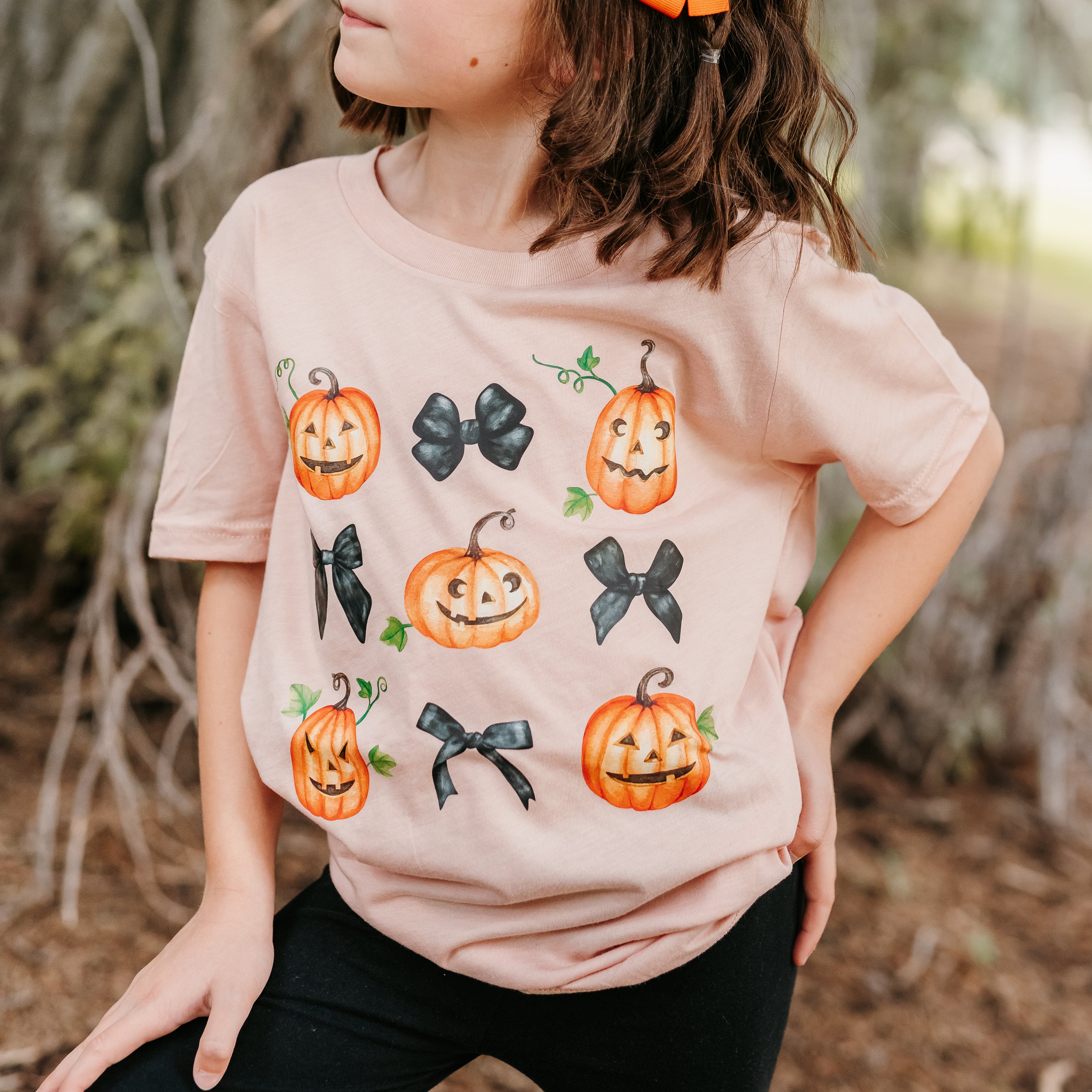 Pumpkins-n-Bows - Short Sleeve Child Shirt Little Mama Shirt Shop