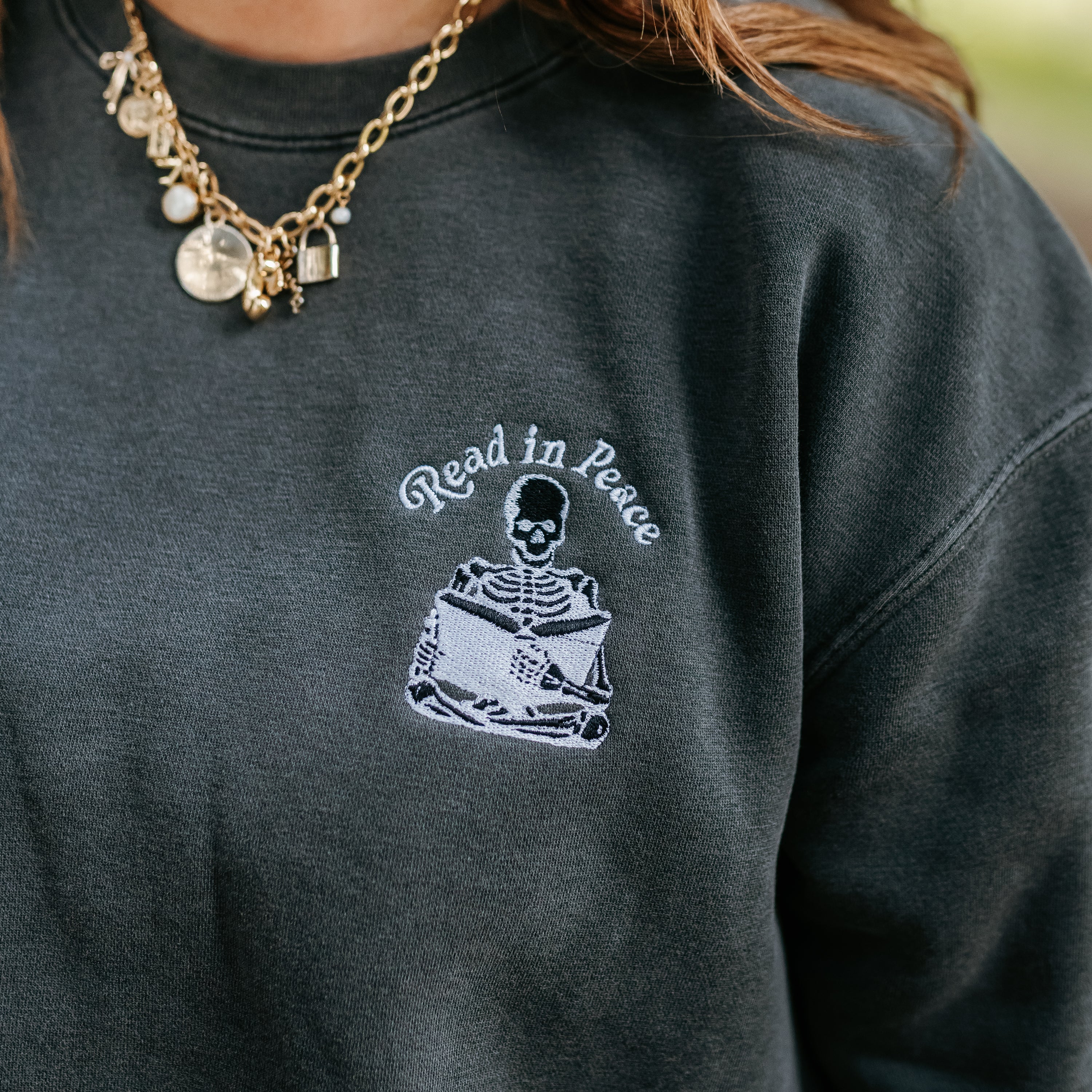 Embroidered PIGMENT Crewneck - Read in Peace Little Mama Shirt Shop LLC