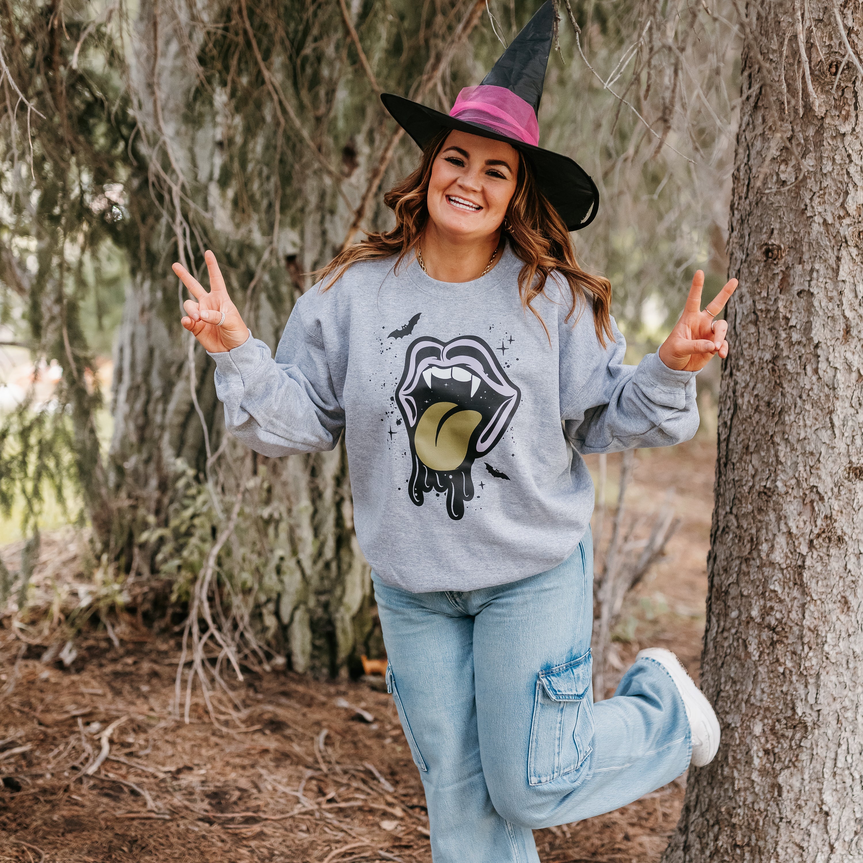 Vampire Drippy Mouth - Basic Fleece Crewneck Little Mama Shirt Shop LLC