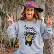 Vampire Drippy Mouth - Basic Fleece Crewneck Little Mama Shirt Shop LLC