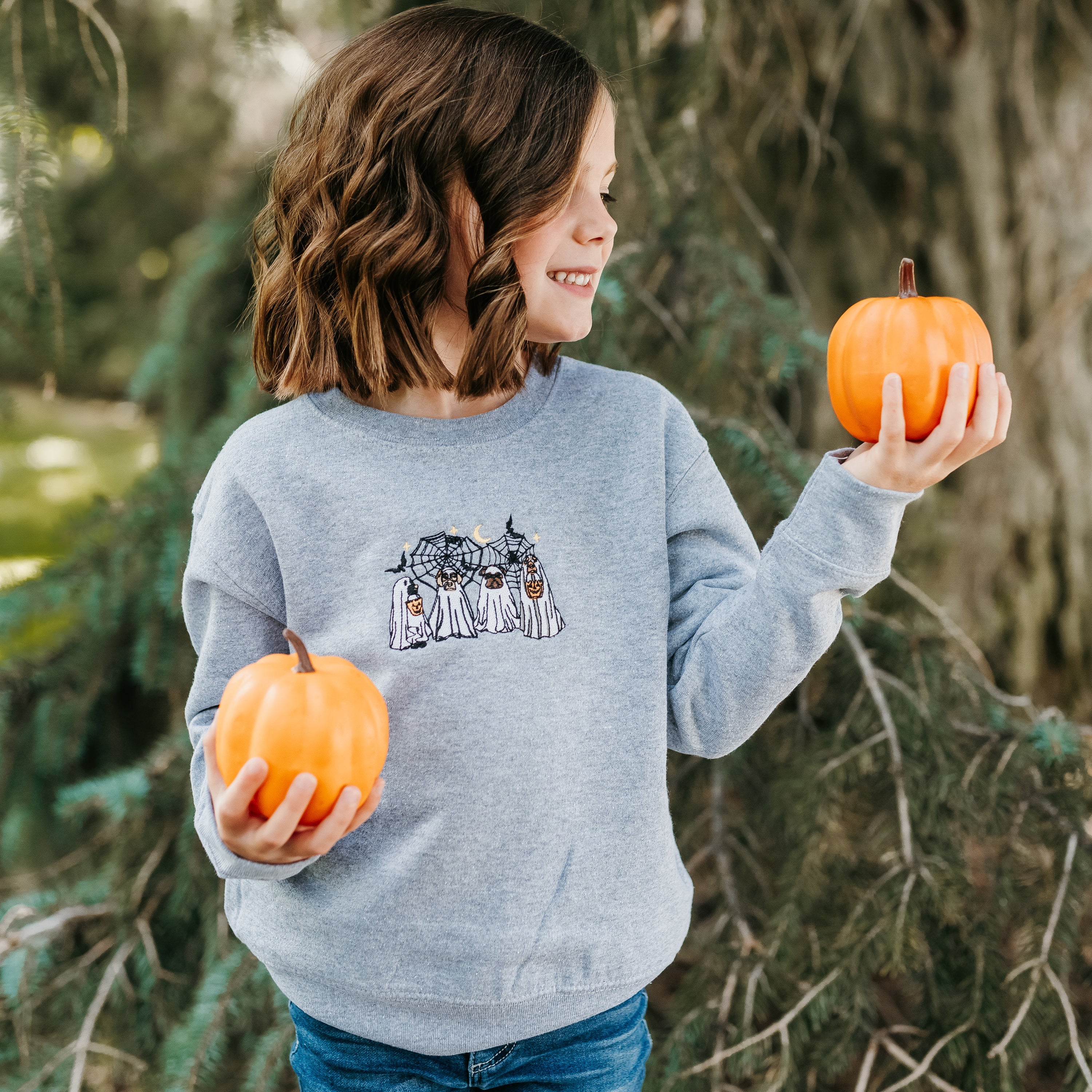 Embroidered Child Sweater - Trick or Treat Pups Little Mama Shirt Shop