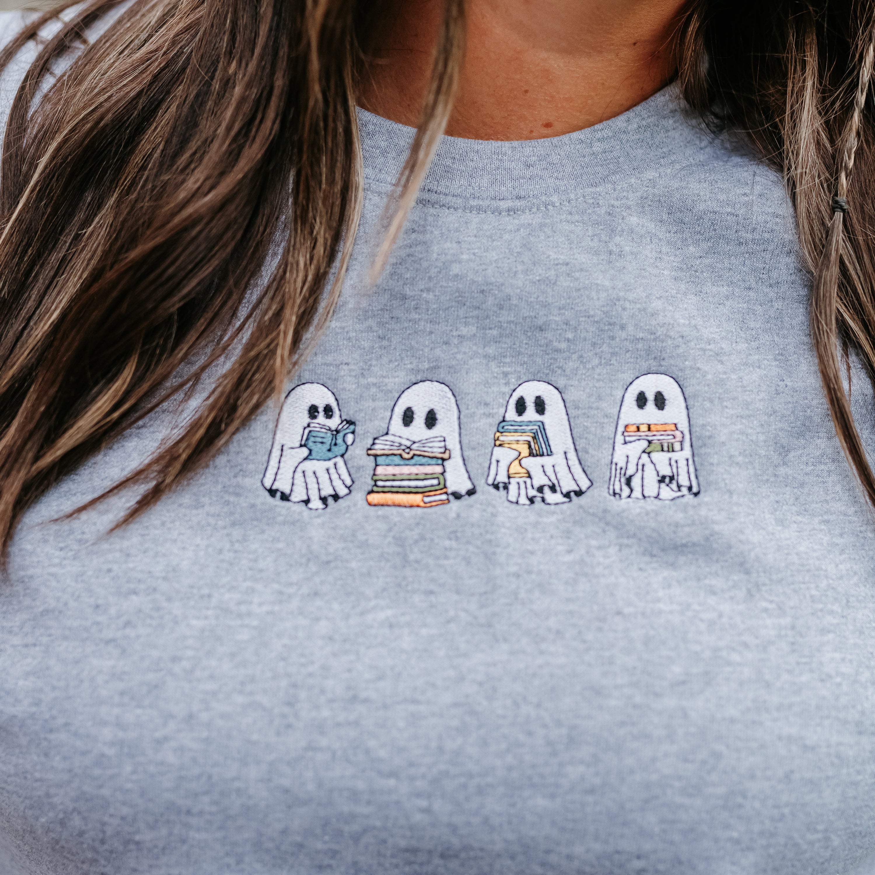Embroidered Basic Fleece Crewneck - Reading Ghosts Little Mama Shirt Shop LLC