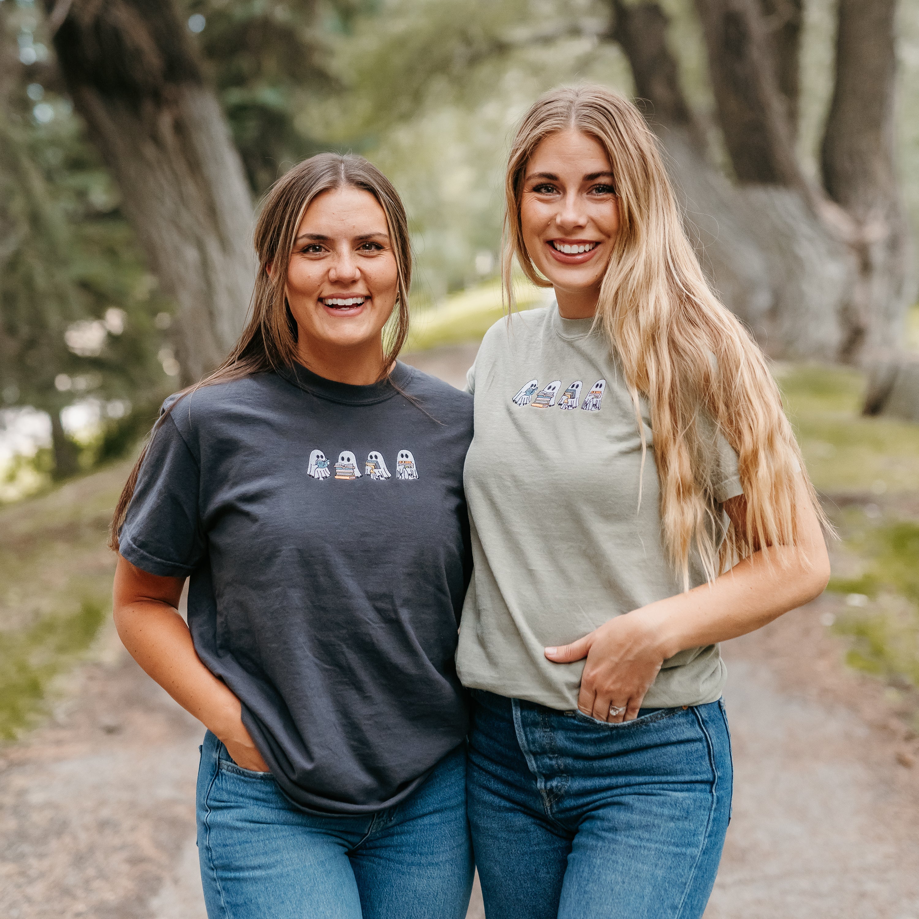 Embroidered Short Sleeve Comfort Colors Tee - Reading Ghosts Little Mama Shirt Shop