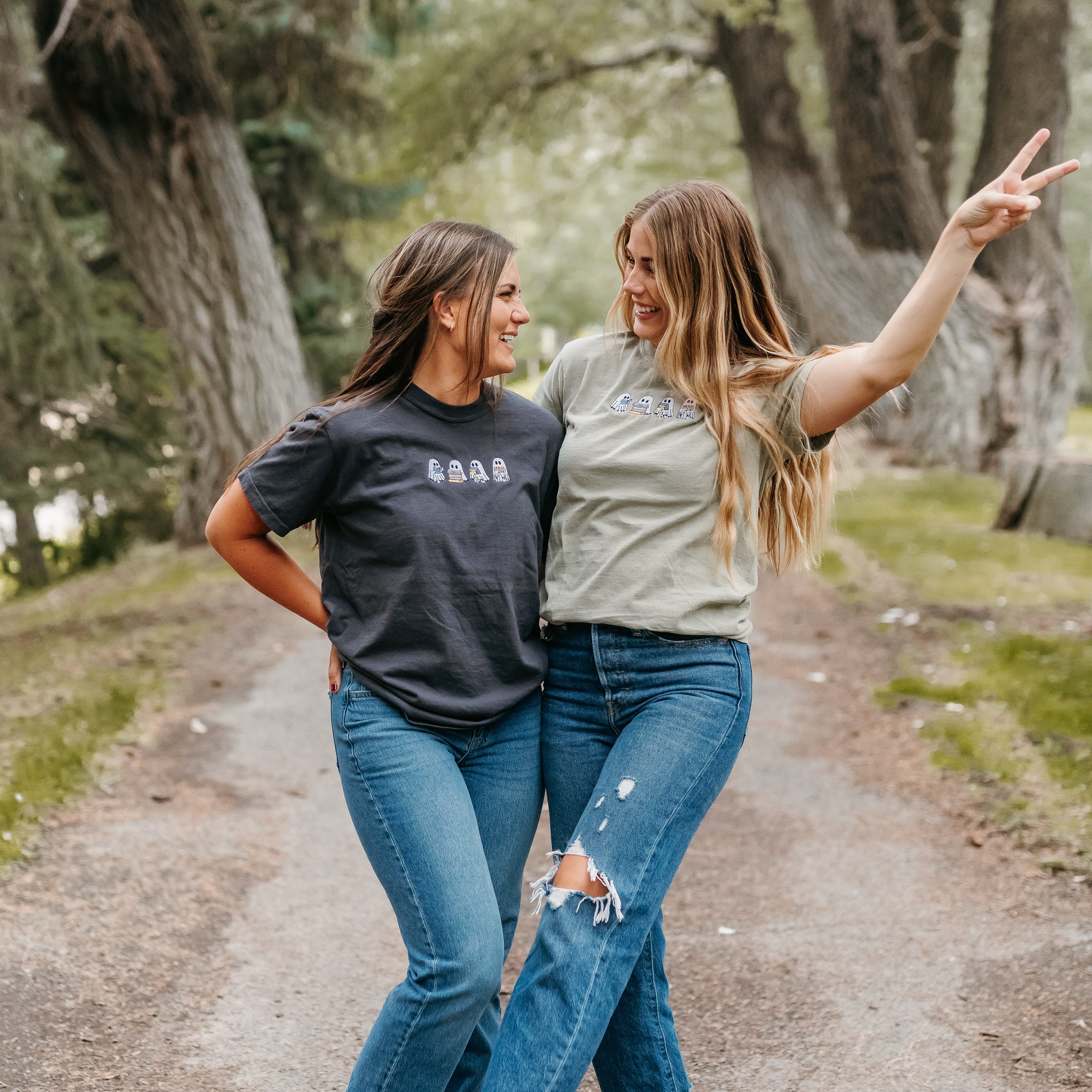 Embroidered Short Sleeve Comfort Colors Tee - Reading Ghosts Little Mama Shirt Shop