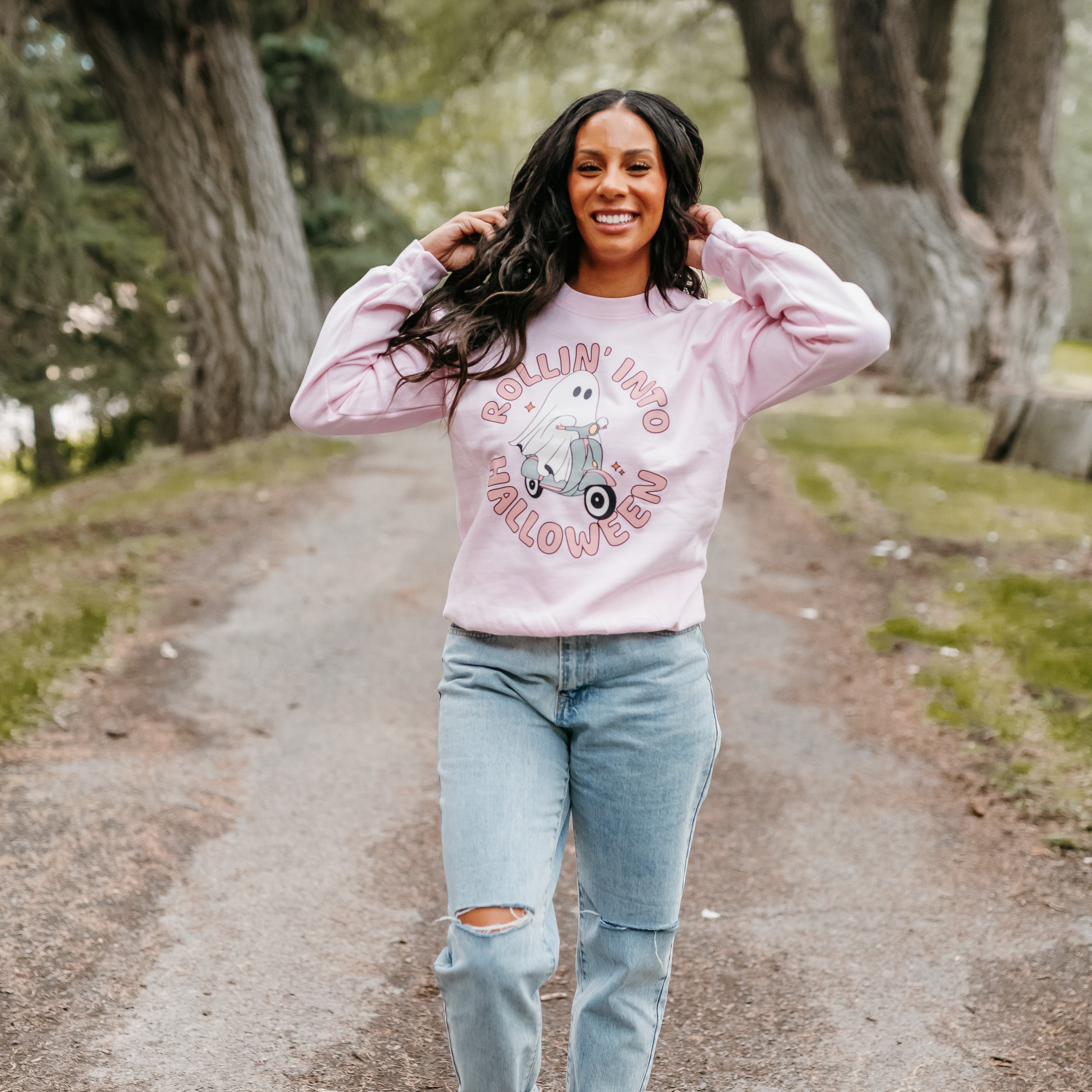 Rollin' Into Halloween - Basic Fleece Crewneck Little Mama Shirt Shop LLC