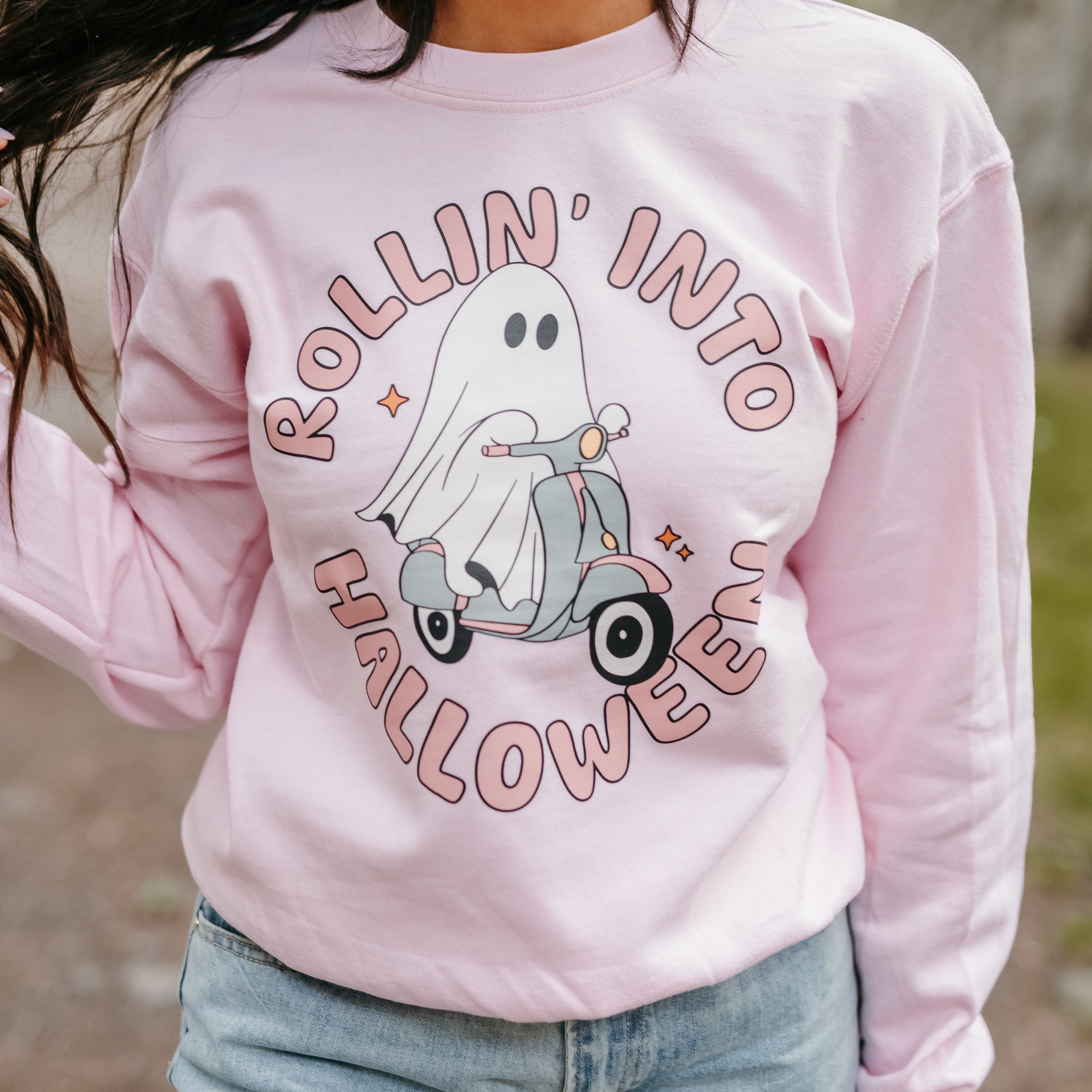 Rollin' Into Halloween - Basic Fleece Crewneck Little Mama Shirt Shop LLC