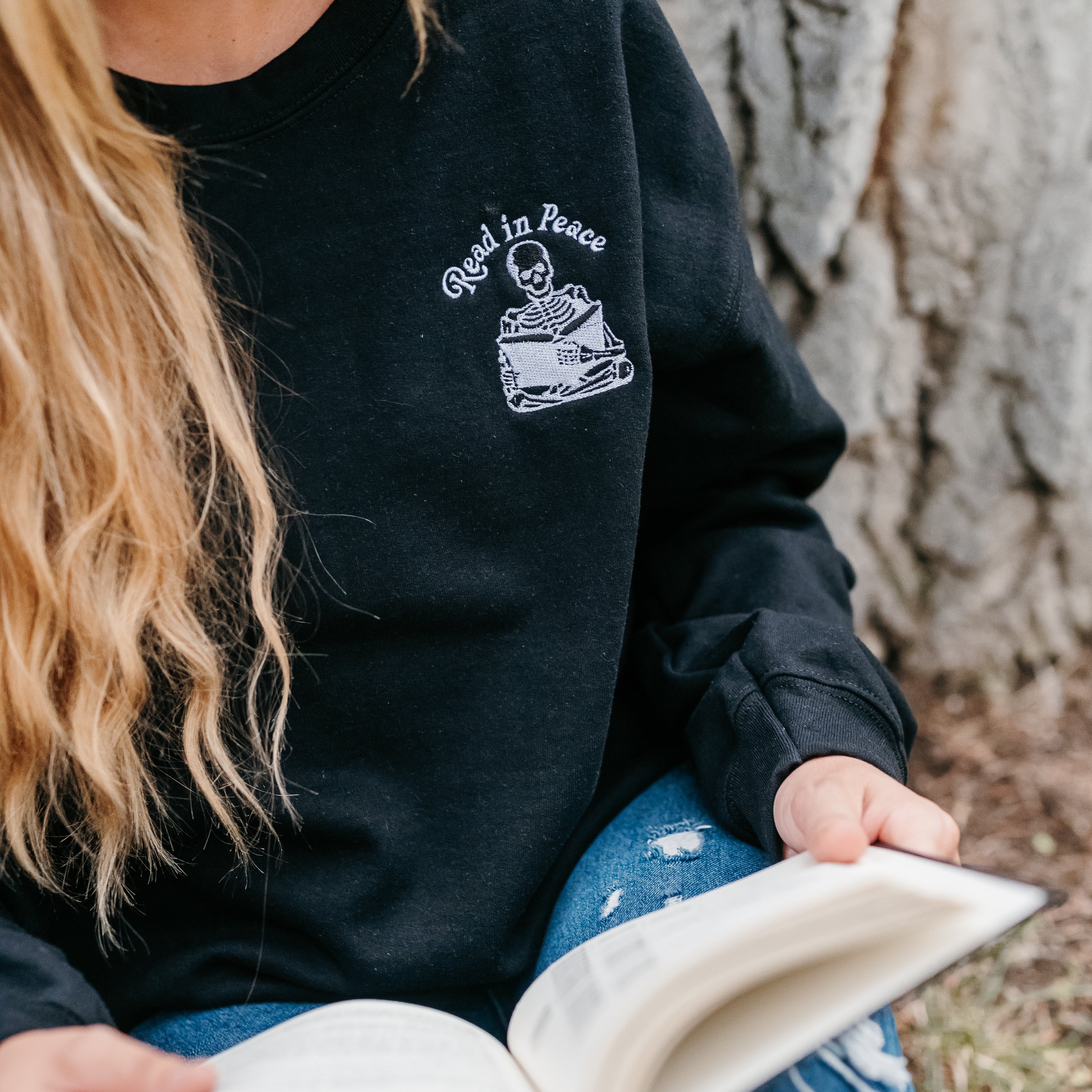 Embroidered Basic Fleece Crewneck - Read in Peace Little Mama Shirt Shop LLC