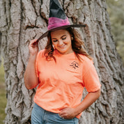 Embroidered Neon Orange Comfort Colors Pocket Tee - Pocket Bats (black thread) Little Mama Shirt Shop