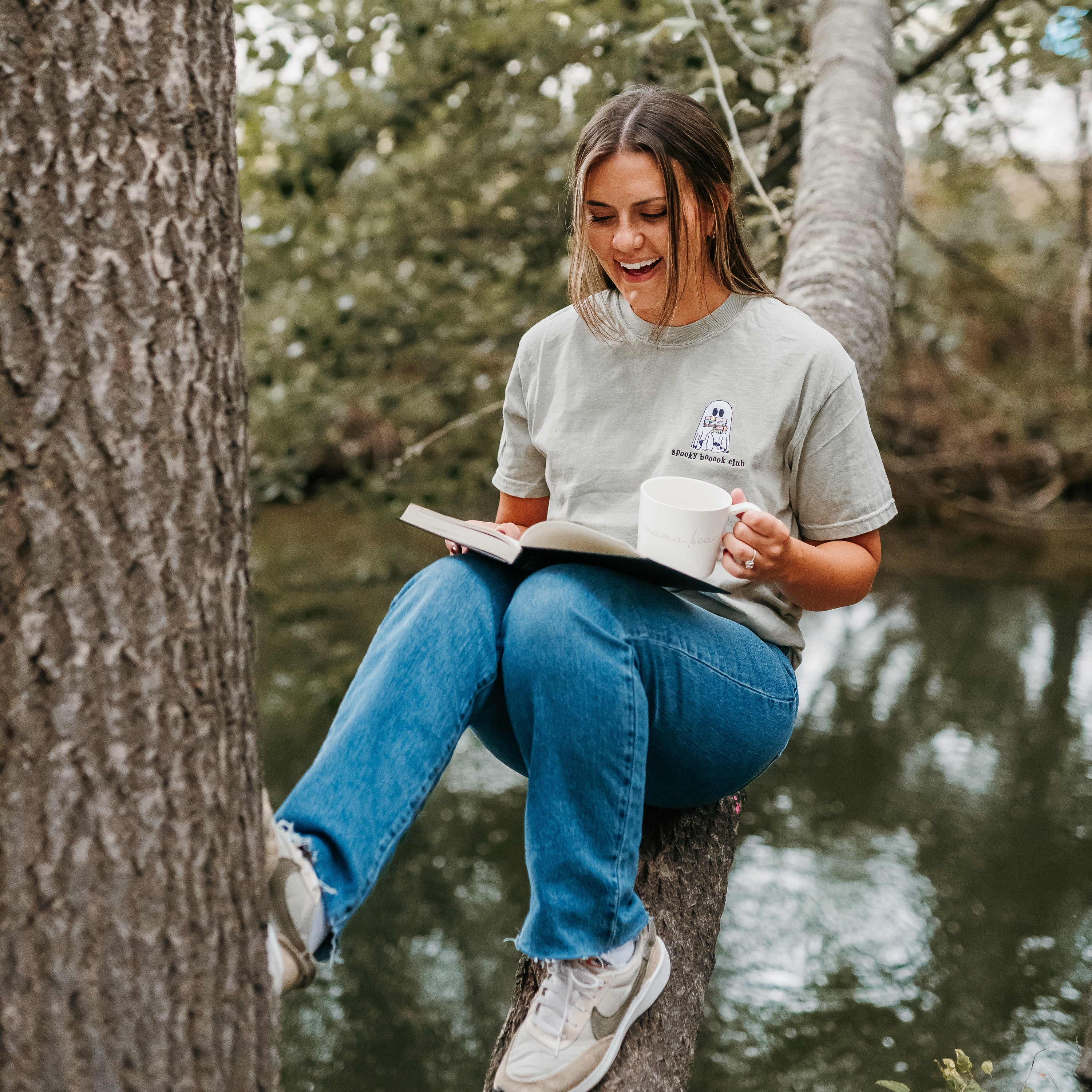 Embroidered Short Sleeve Comfort Colors Tee - Spooky Booook Club Little Mama Shirt Shop
