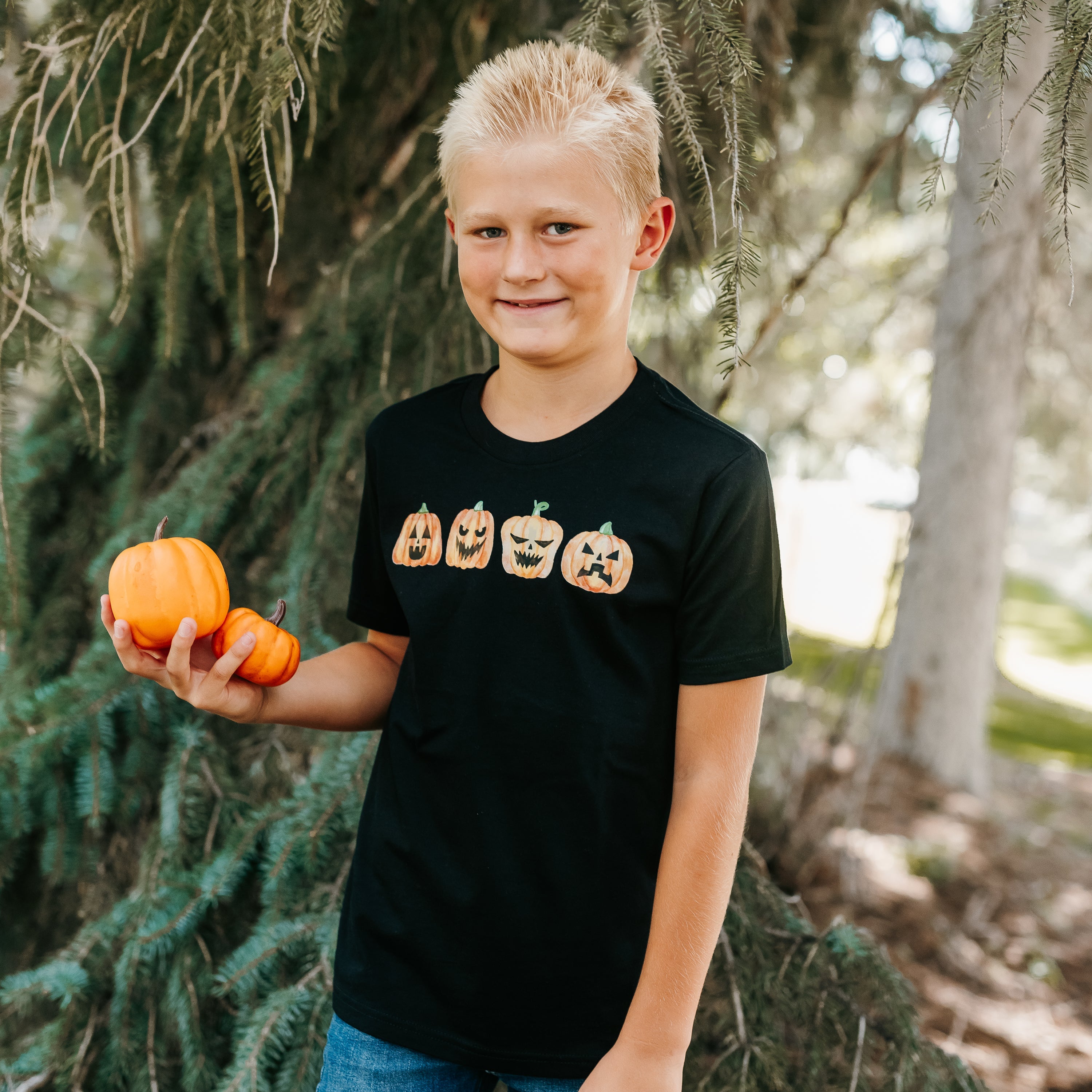 Watercolor Jack-o'-lanterns - Short Sleeve Child Shirt Little Mama Shirt Shop