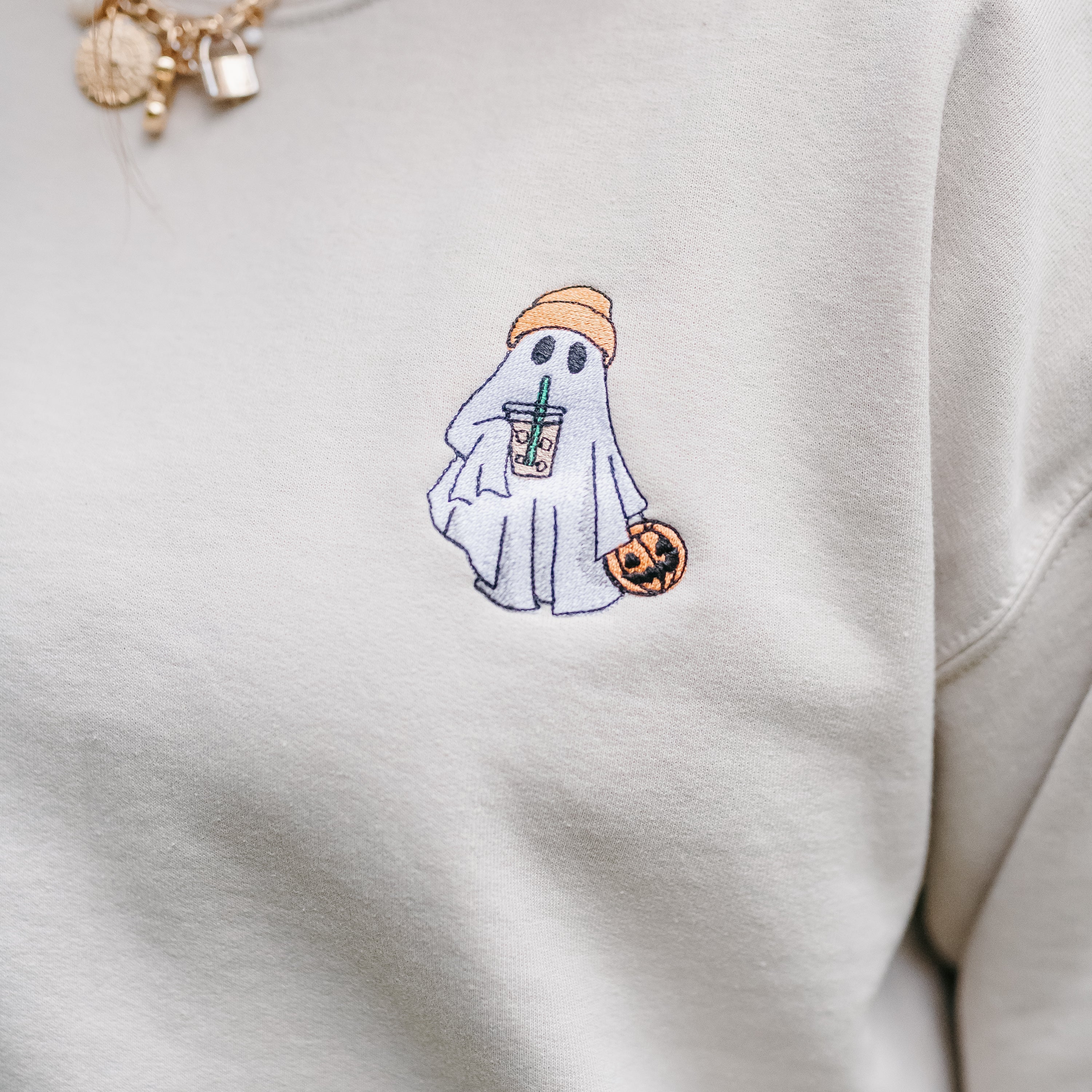 Embroidered Basic Fleece Crewneck - Boujee Ghost Little Mama Shirt Shop LLC