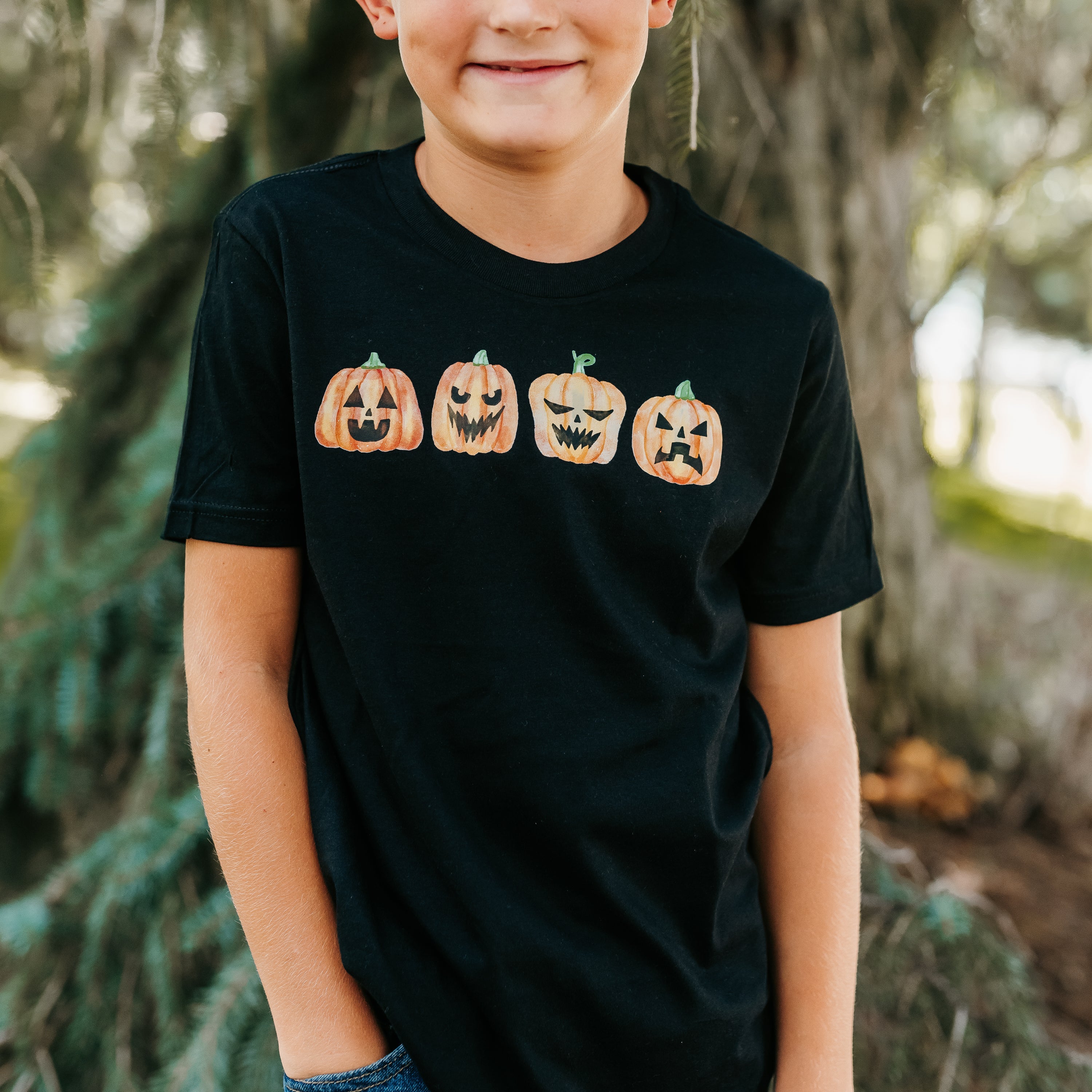 Watercolor Jack-o'-lanterns - Short Sleeve Child Shirt Little Mama Shirt Shop