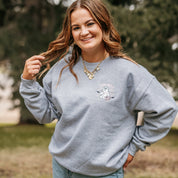 Embroidered Basic Fleece Crewneck - Call Me? Ghost Little Mama Shirt Shop LLC