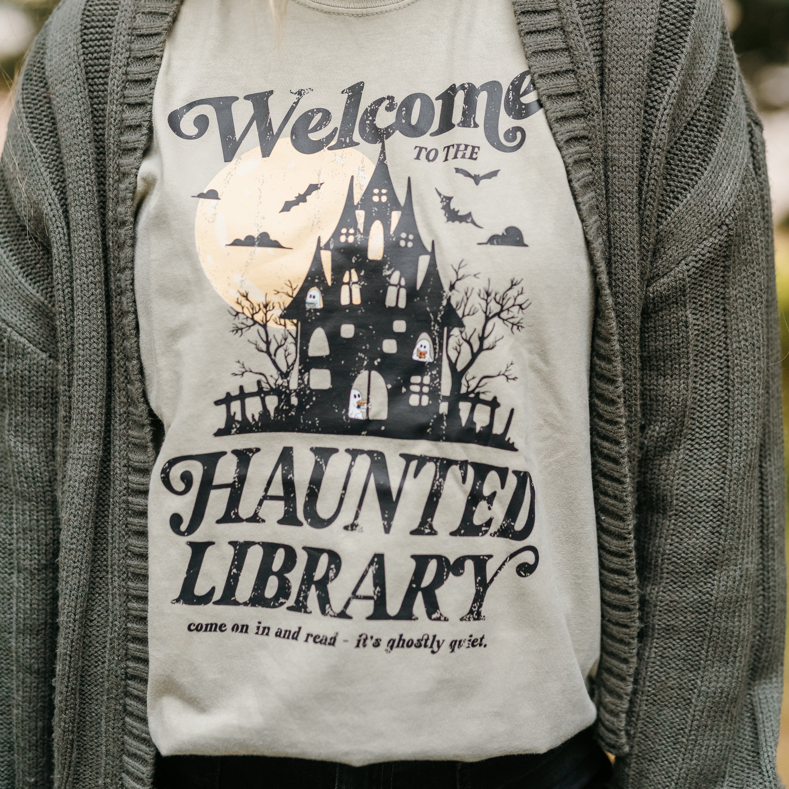 Haunted Library - Short Sleeve Comfort Colors Tee Little Mama Shirt Shop