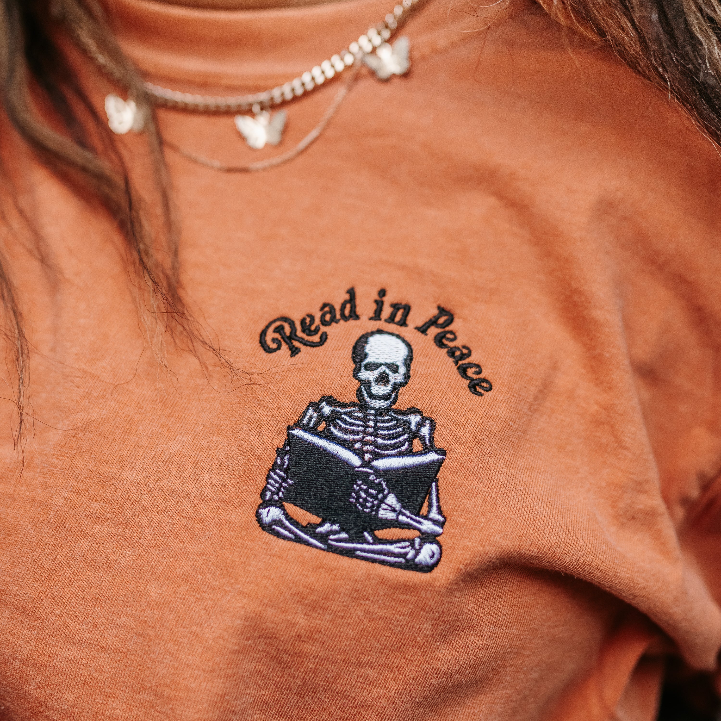 Embroidered Long Sleeve Comfort Colors Tee - Read in Peace Little Mama Shirt Shop