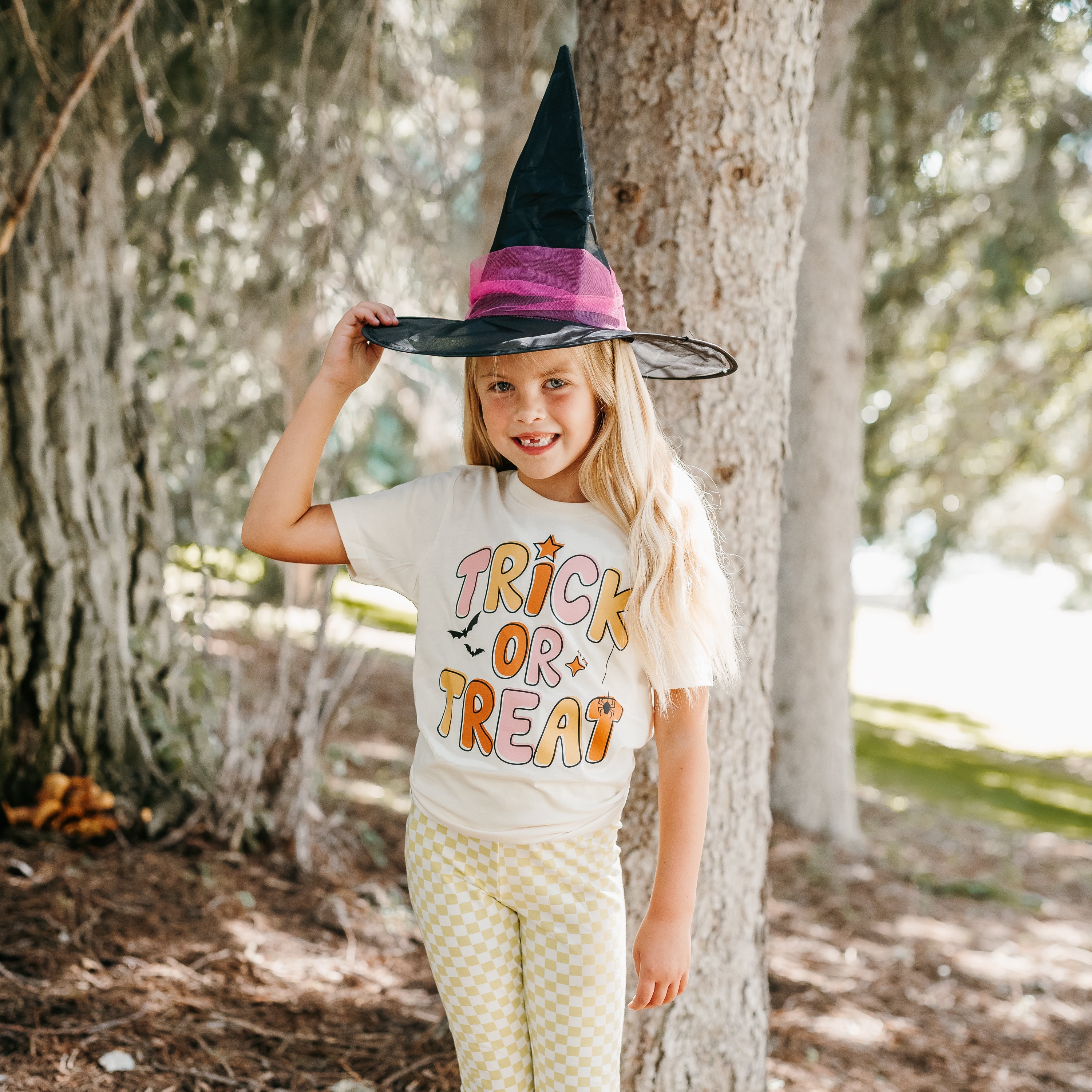 Trick or Treat (PINK/ORANGE) - Short Sleeve Child Shirt Little Mama Shirt Shop