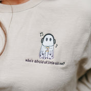 Embroidered Basic Fleece Crewneck - Who's Afraid of Little Old Me? Little Mama Shirt Shop LLC
