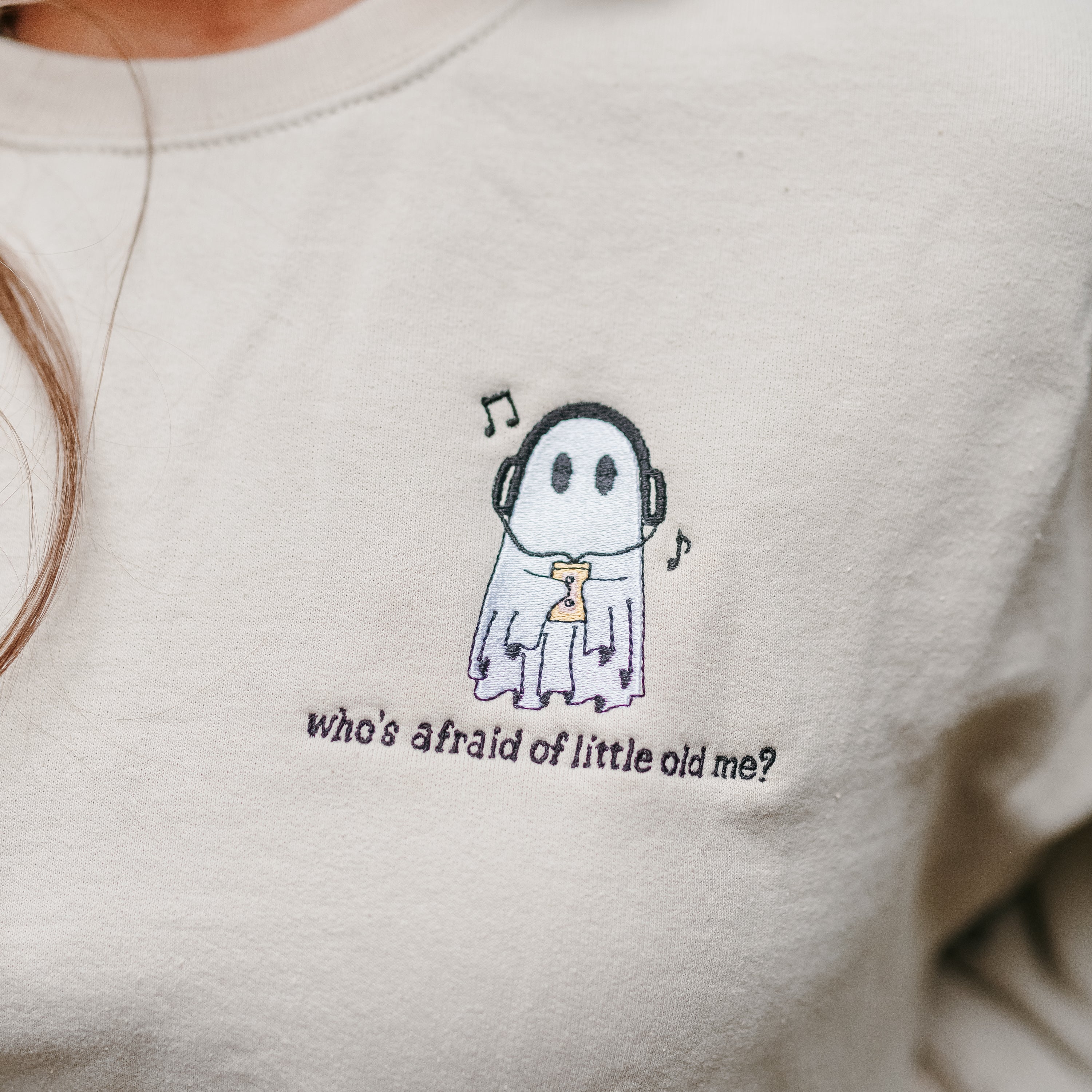 Embroidered Basic Fleece Crewneck - Who's Afraid of Little Old Me? Little Mama Shirt Shop LLC