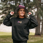 Embroidered Basic Fleece Crewneck - Hocus Pocus Hair - Sistahs! Little Mama Shirt Shop LLC