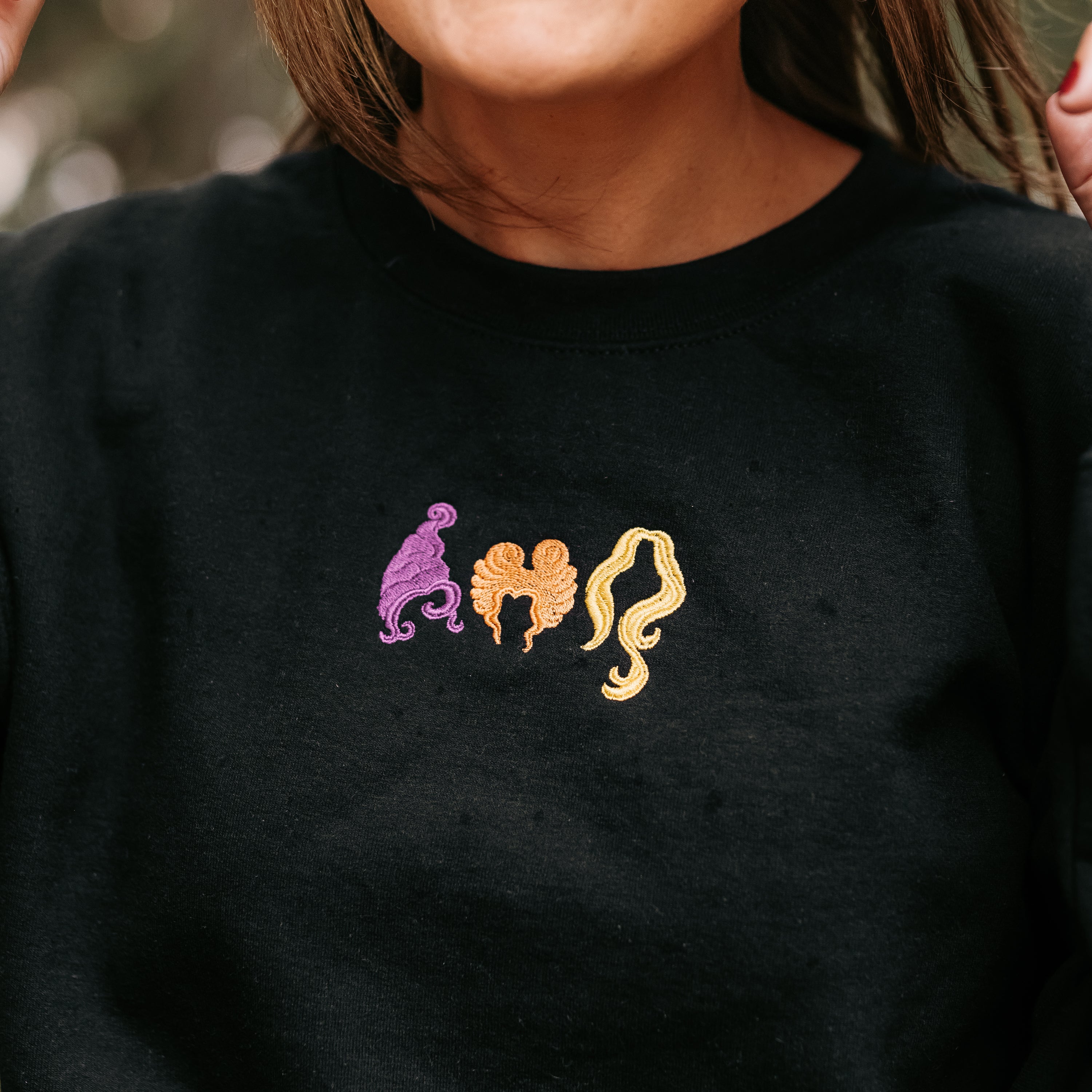 Embroidered Basic Fleece Crewneck - Hocus Pocus Hair - Sistahs! Little Mama Shirt Shop LLC