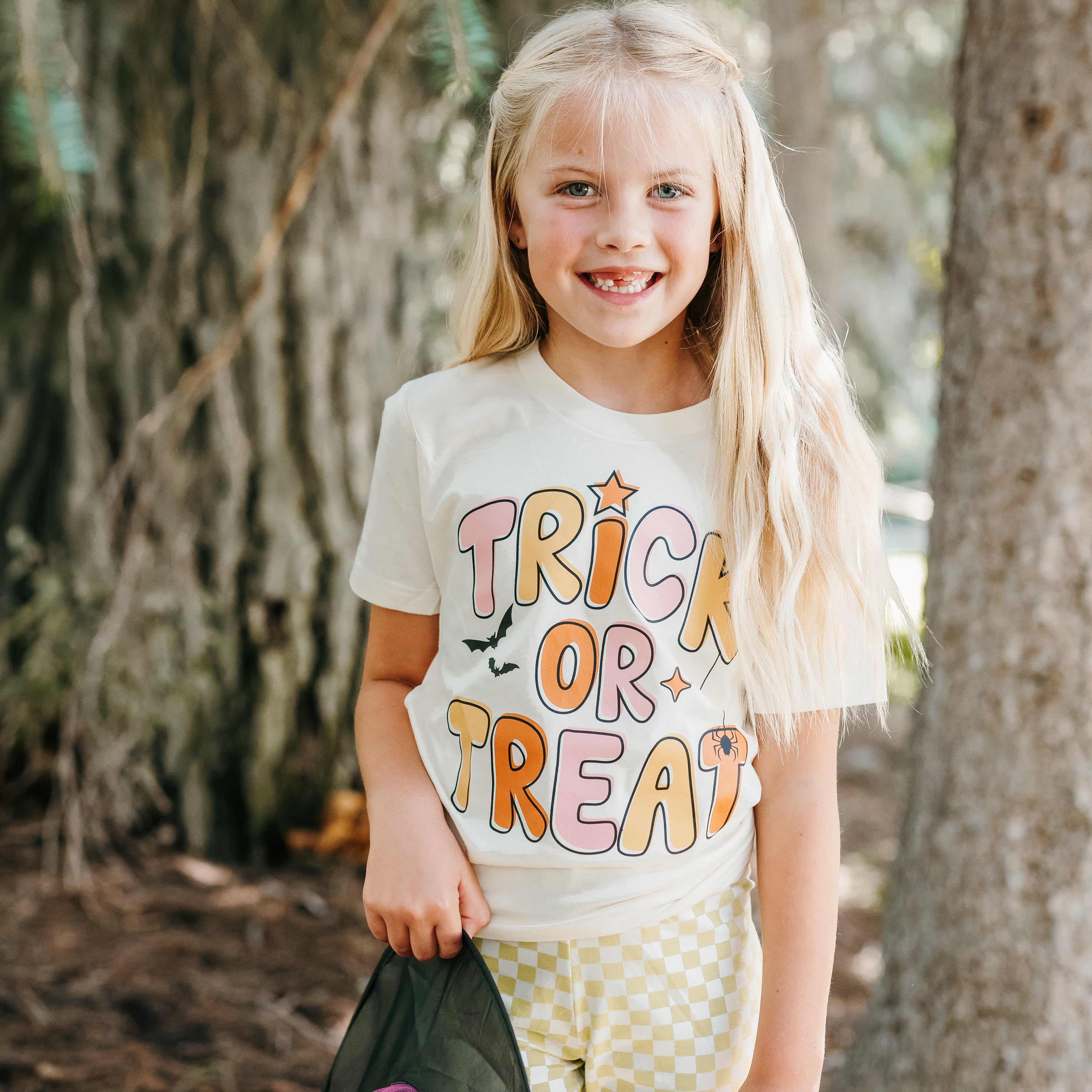 Trick or Treat (PINK/ORANGE) - Short Sleeve Child Shirt Little Mama Shirt Shop