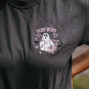 Embroidered Short Sleeve Comfort Colors Tee - Call Me? Ghost Little Mama Shirt Shop