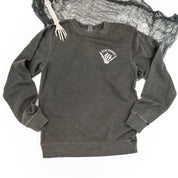 Embroidered PIGMENT Crewneck - Stay Spooky Skelly Hand Little Mama Shirt Shop LLC