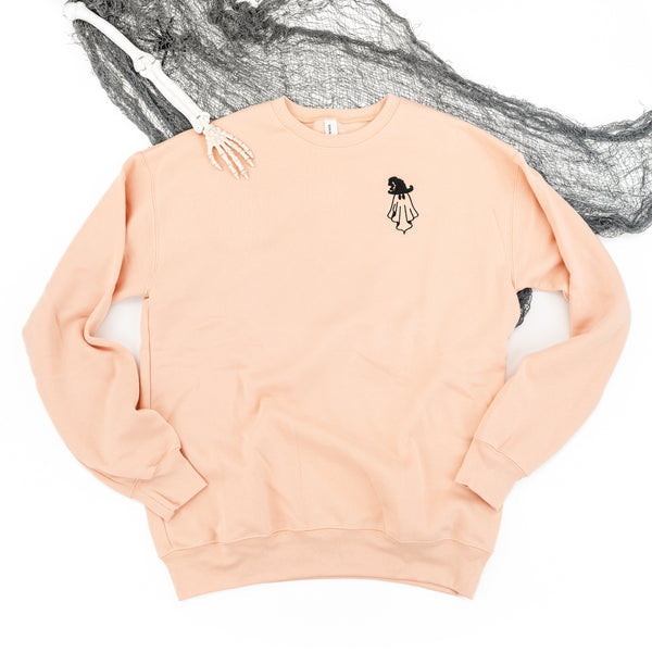 Embroidered Super Soft Fleece Crewneck - Witch Hat Ghost