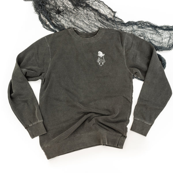 Embroidered Pigment Crewneck Sweatshirt - Witch Hat Ghost