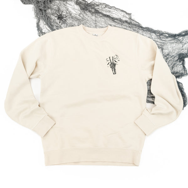 Embroidered Pigment Crewneck Sweatshirt - Skeleton Peace
