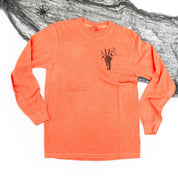 Embroidered Long Sleeve Comfort Colors Tee - Skeleton Peace Little Mama Shirt Shop LLC